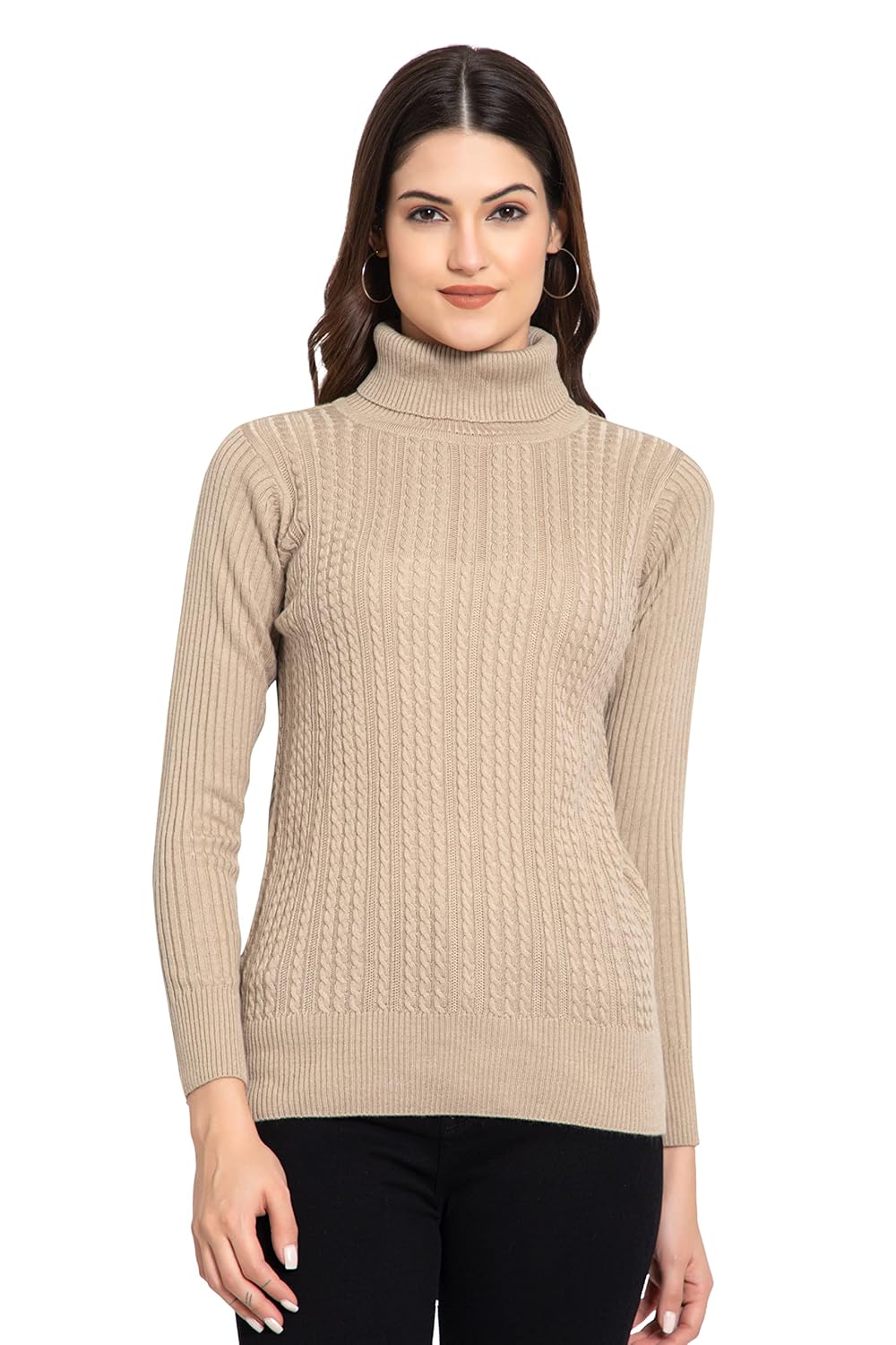 GODFREY Women's High Neck Knitted Woolen Sweater by Prixsa.com