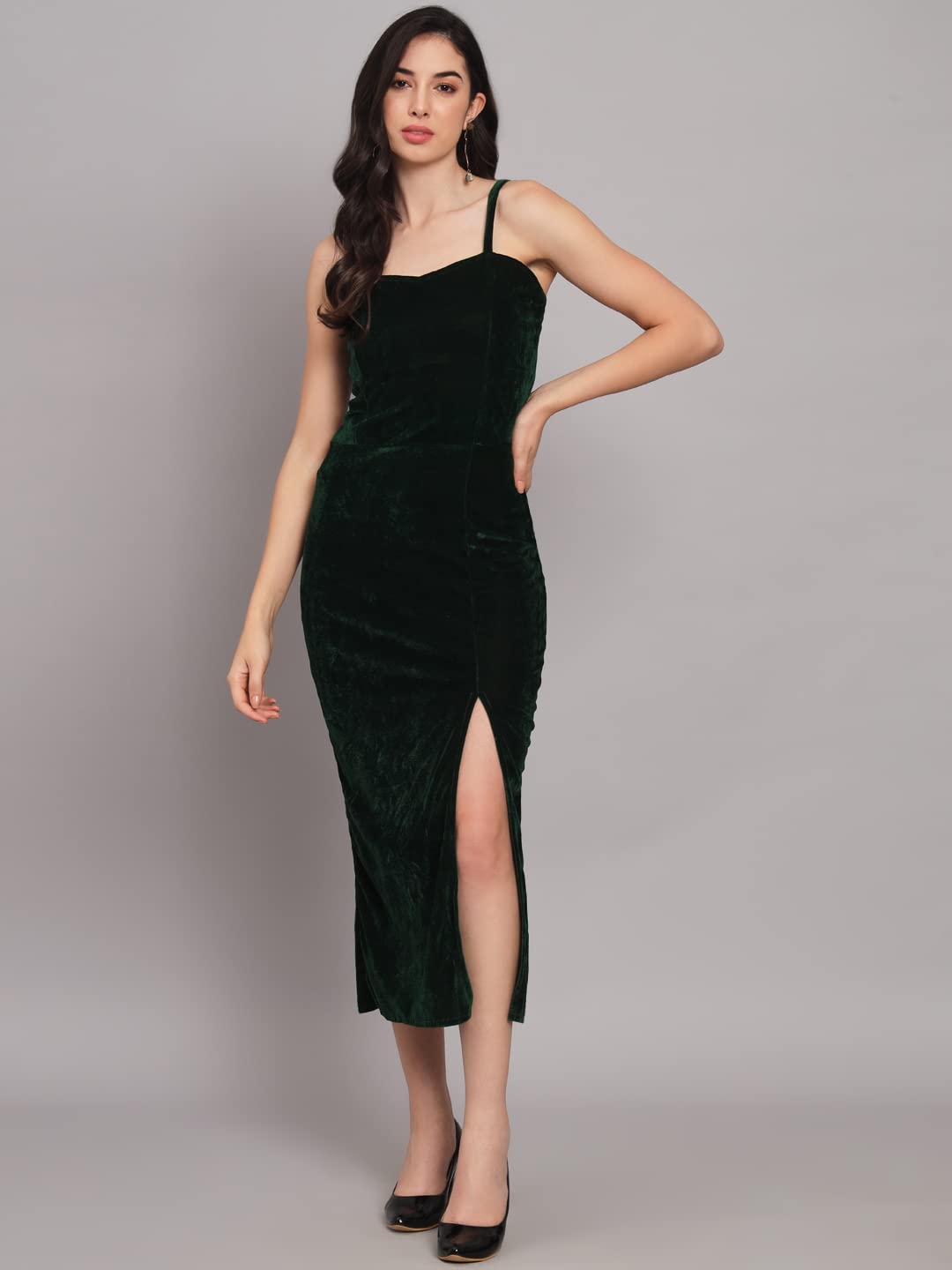 Vaararo Women's Velvet Bodycon Maxi Party Dress by Prixsa.com - Image 5