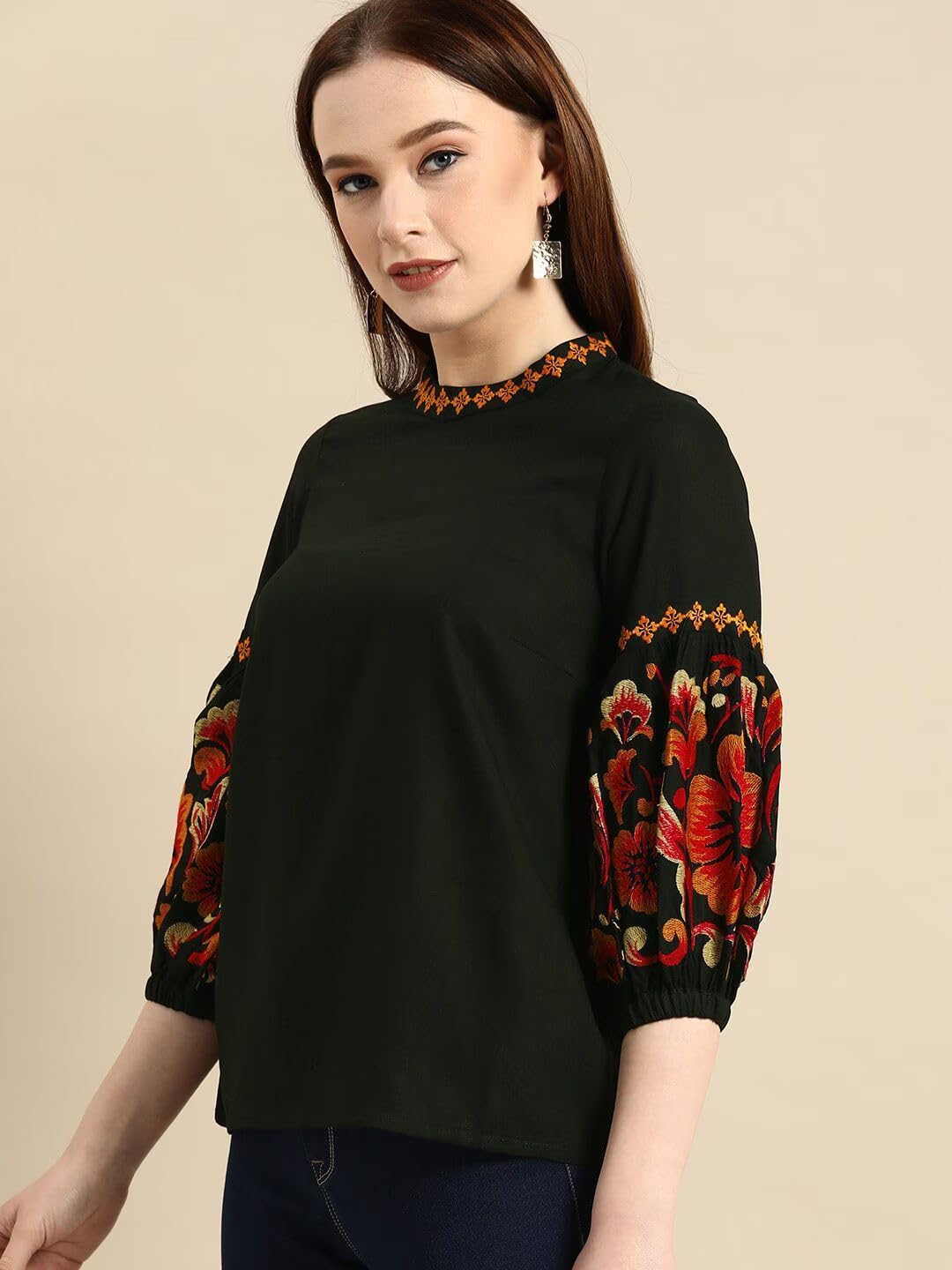 rytras Women's Embroidered Regular Top by Prixsa.com - Image 3