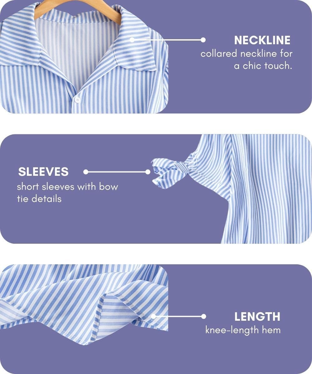Leriya Fashion Vertical Striped Pattern | Short-Sleeve | Casual Wear | Dress with Tie | Summer Dress for Women by Prixsa.com - Image 5