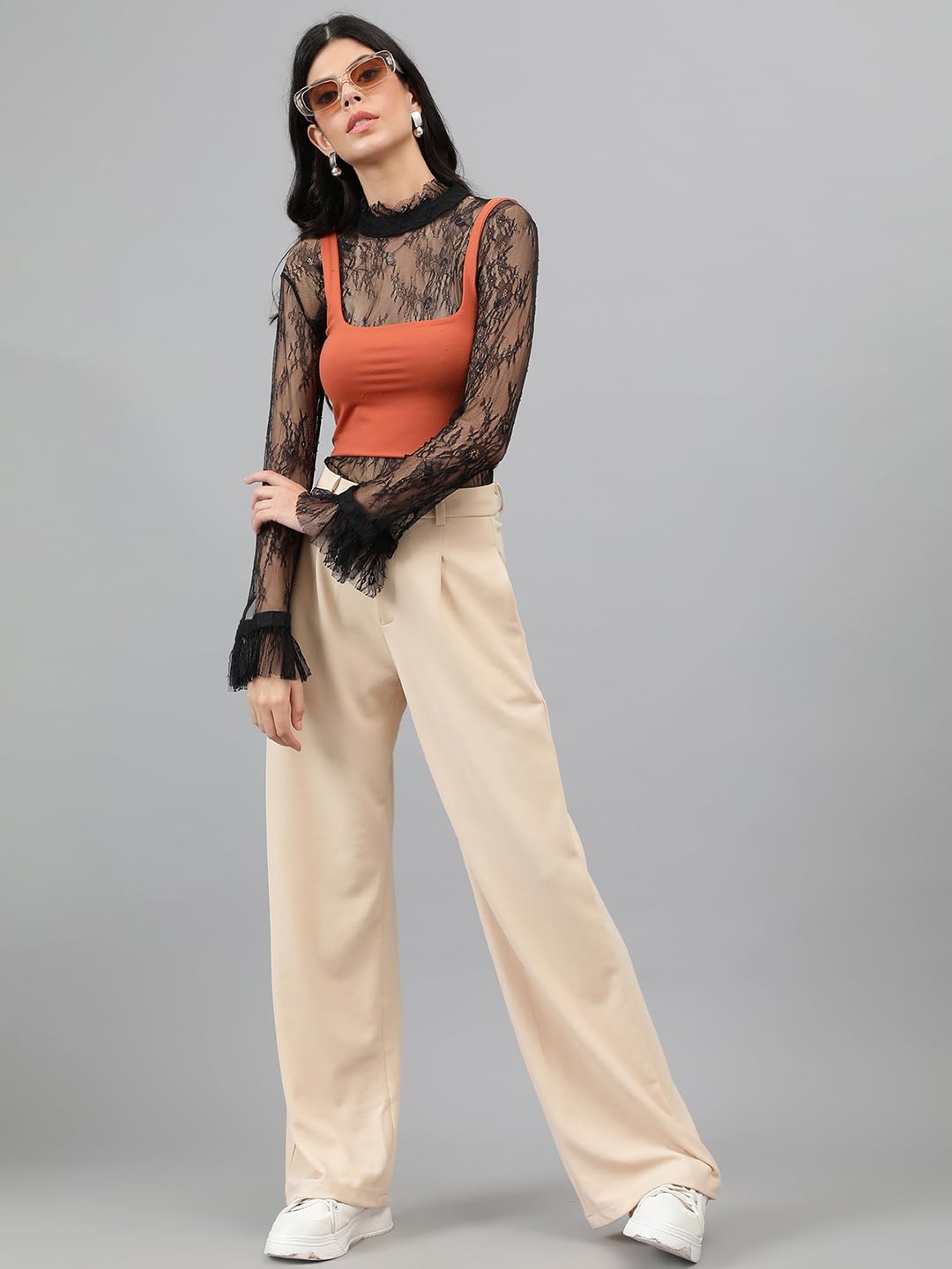 KOTTY Womens Polyester Blend Baggy Fit Straight Korean Trousers by Prixsa.com - Image 6