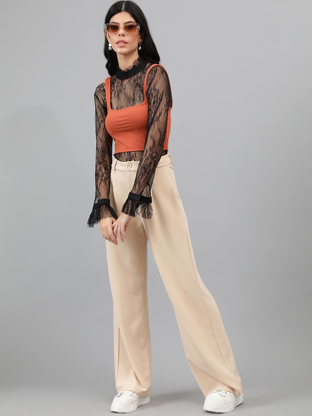 KOTTY Womens Polyester Blend Baggy Fit Straight Korean Trousers by Prixsa.com - Image 5