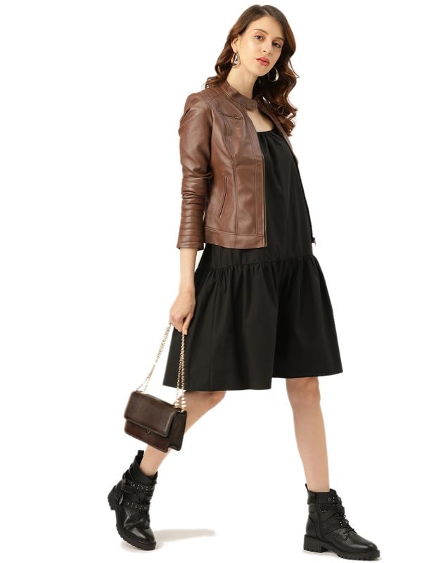 Leather Retail Faux Leather Women Regular Jacket (Brown) by Prixsa.com - Image 5