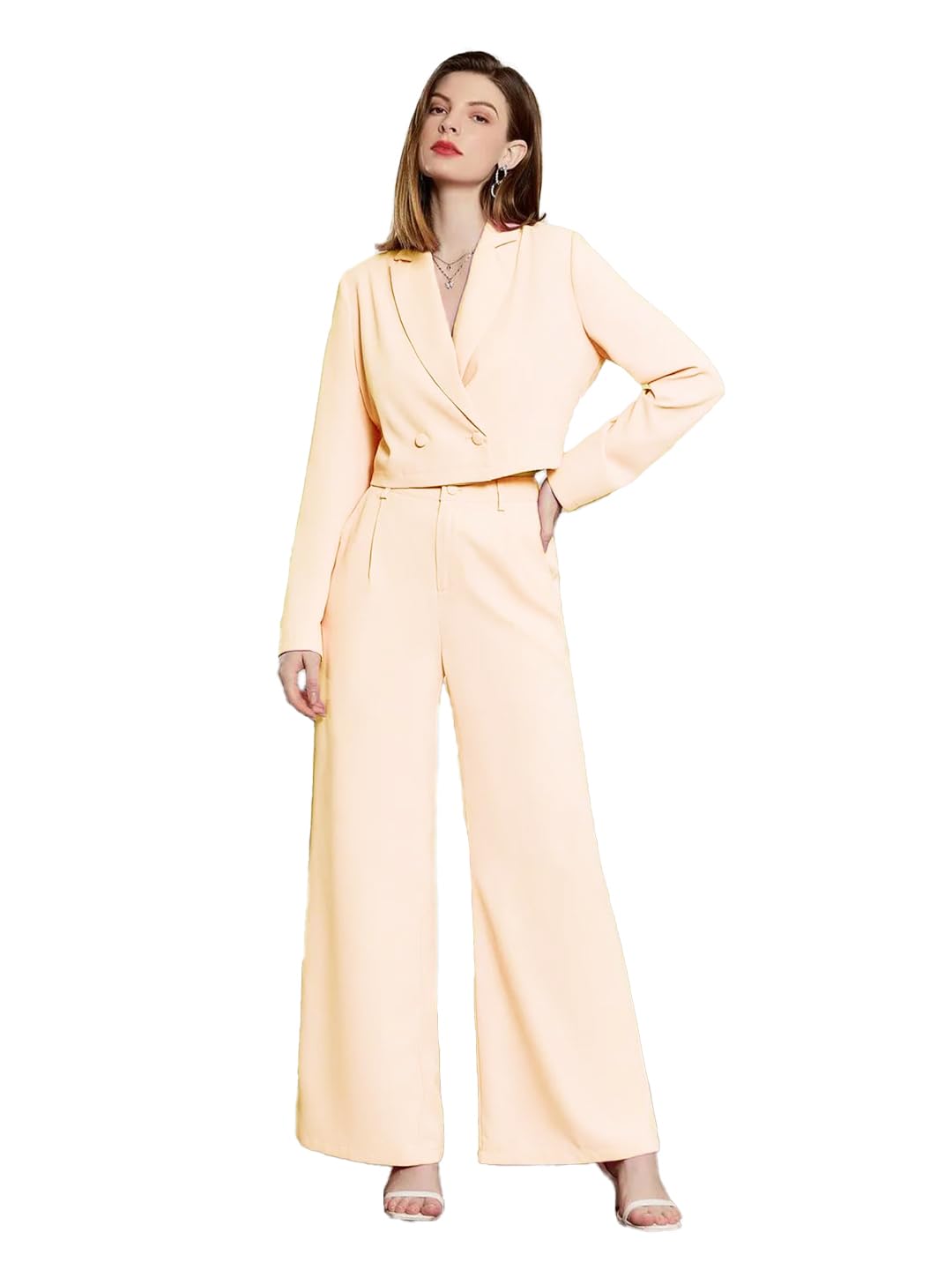 KOTTY Women's Solid Relaxed Fit Full Sleeve Co-ord Blazer and Trouser Set. by Prixsa.com