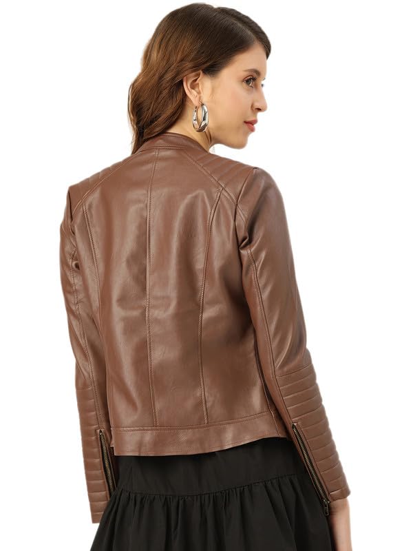 Leather Retail Faux Leather Women Regular Jacket (Brown) by Prixsa.com - Image 2