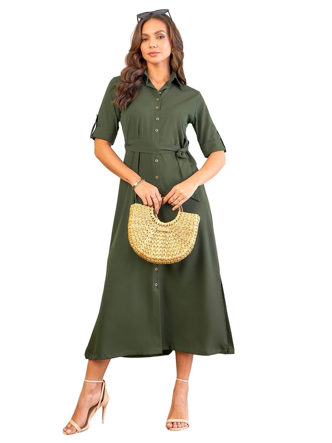 Uptownie Lite Collar Buttoned Down Shirt Maxi Dress by Prixsa.com
