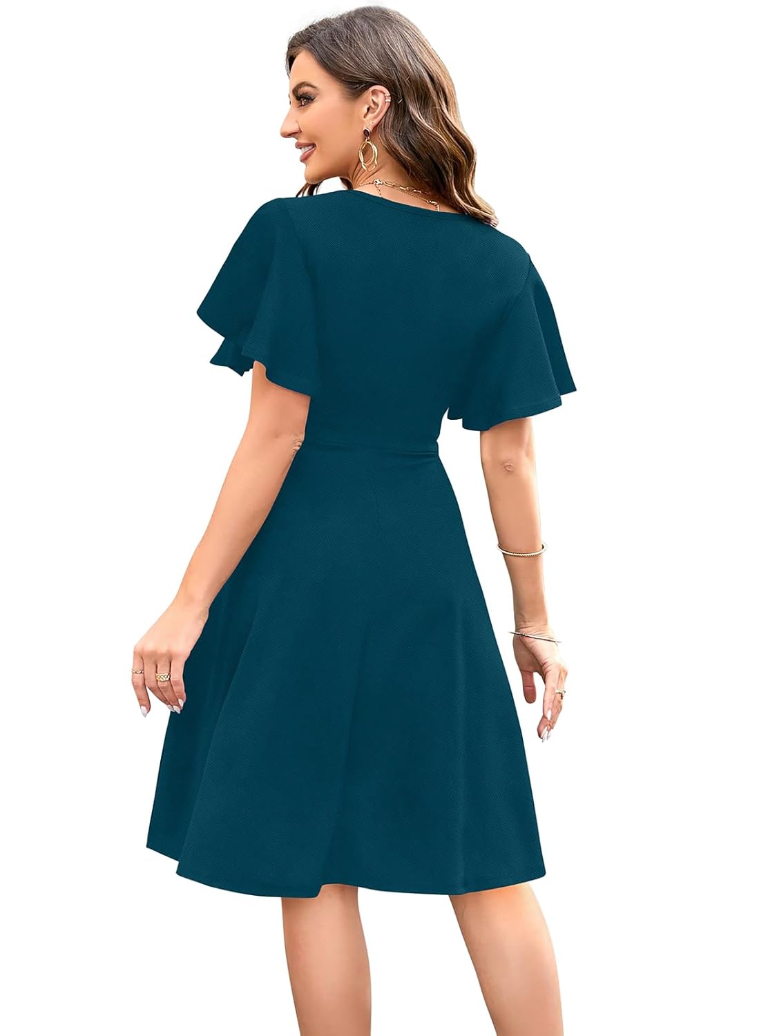 Women's A-line Midi & Maxi Flutter Sleeve Dress by Prixsa.com - Image 2