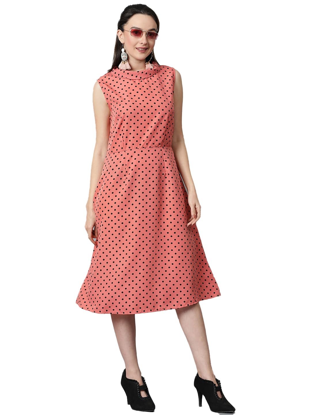 KOTTY Women's Fit and Flare Printed Crepe Multicolor Dress by Prixsa.com