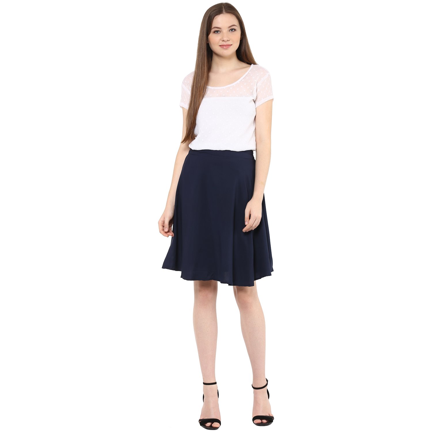 mayra Women's Polyster Navy Blue Color Skirt by Prixsa.com - Image 2