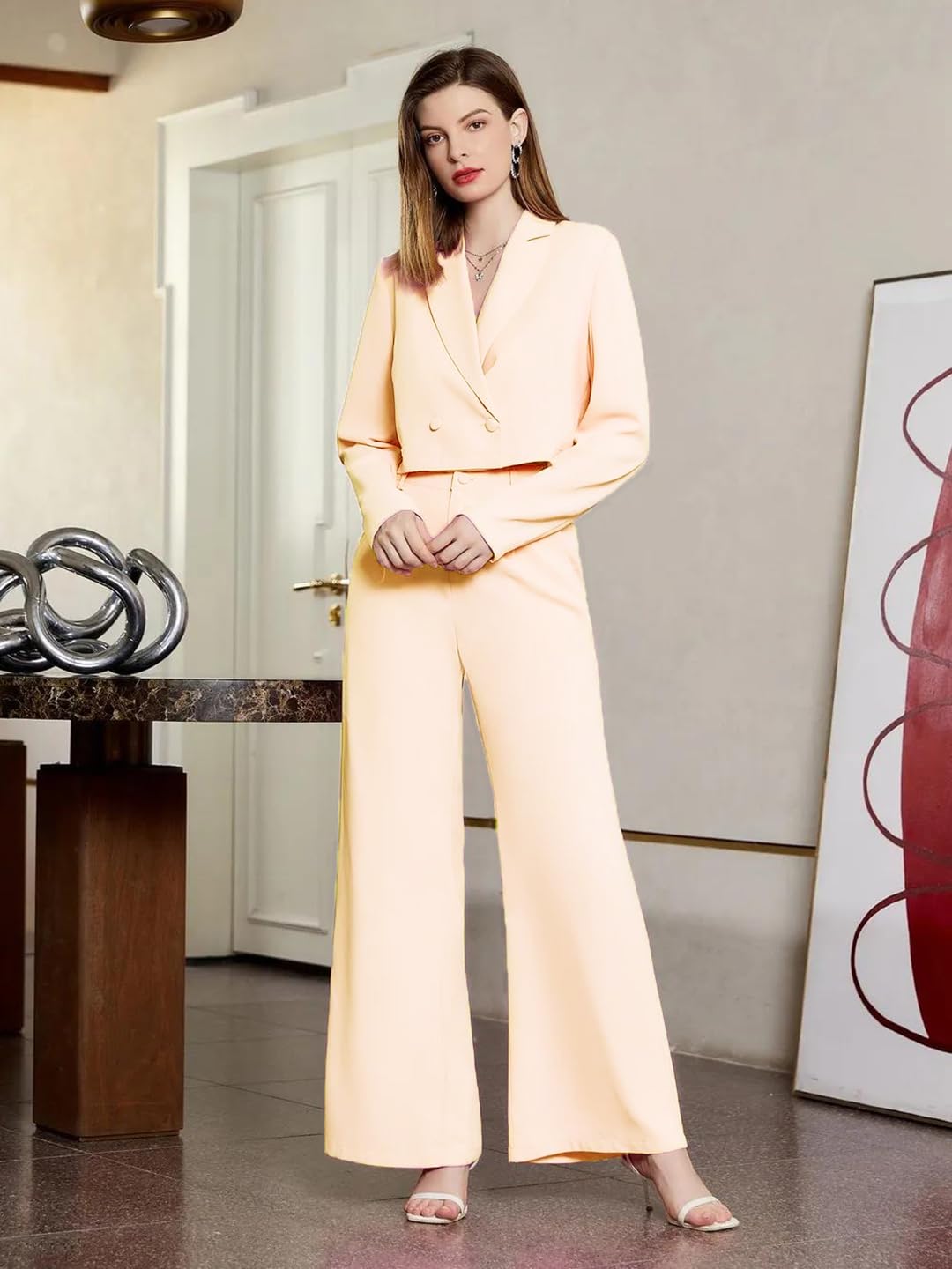 KOTTY Women's Solid Relaxed Fit Full Sleeve Co-ord Blazer and Trouser Set. by Prixsa.com - Image 3