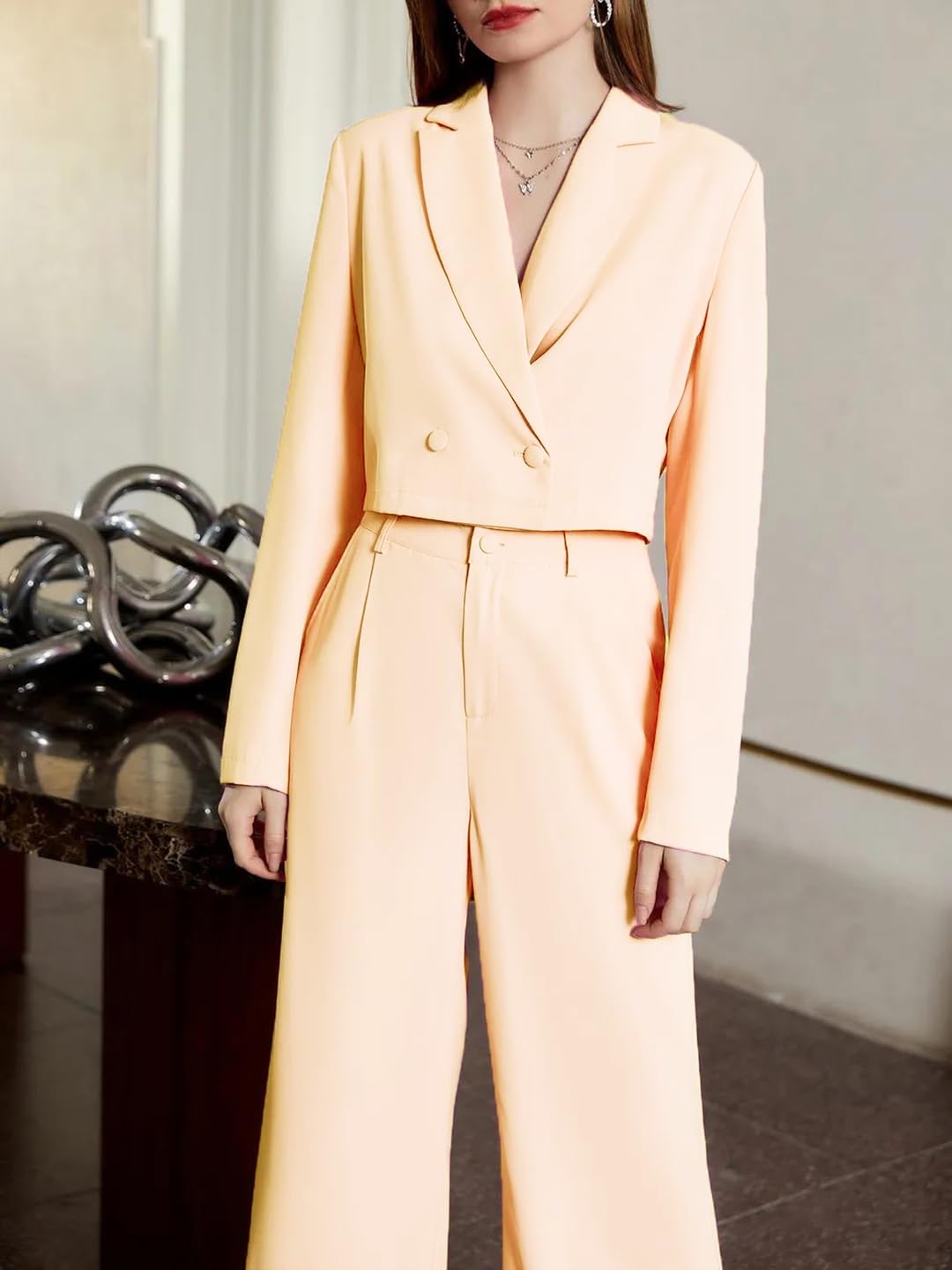 KOTTY Women's Solid Relaxed Fit Full Sleeve Co-ord Blazer and Trouser Set. by Prixsa.com - Image 5