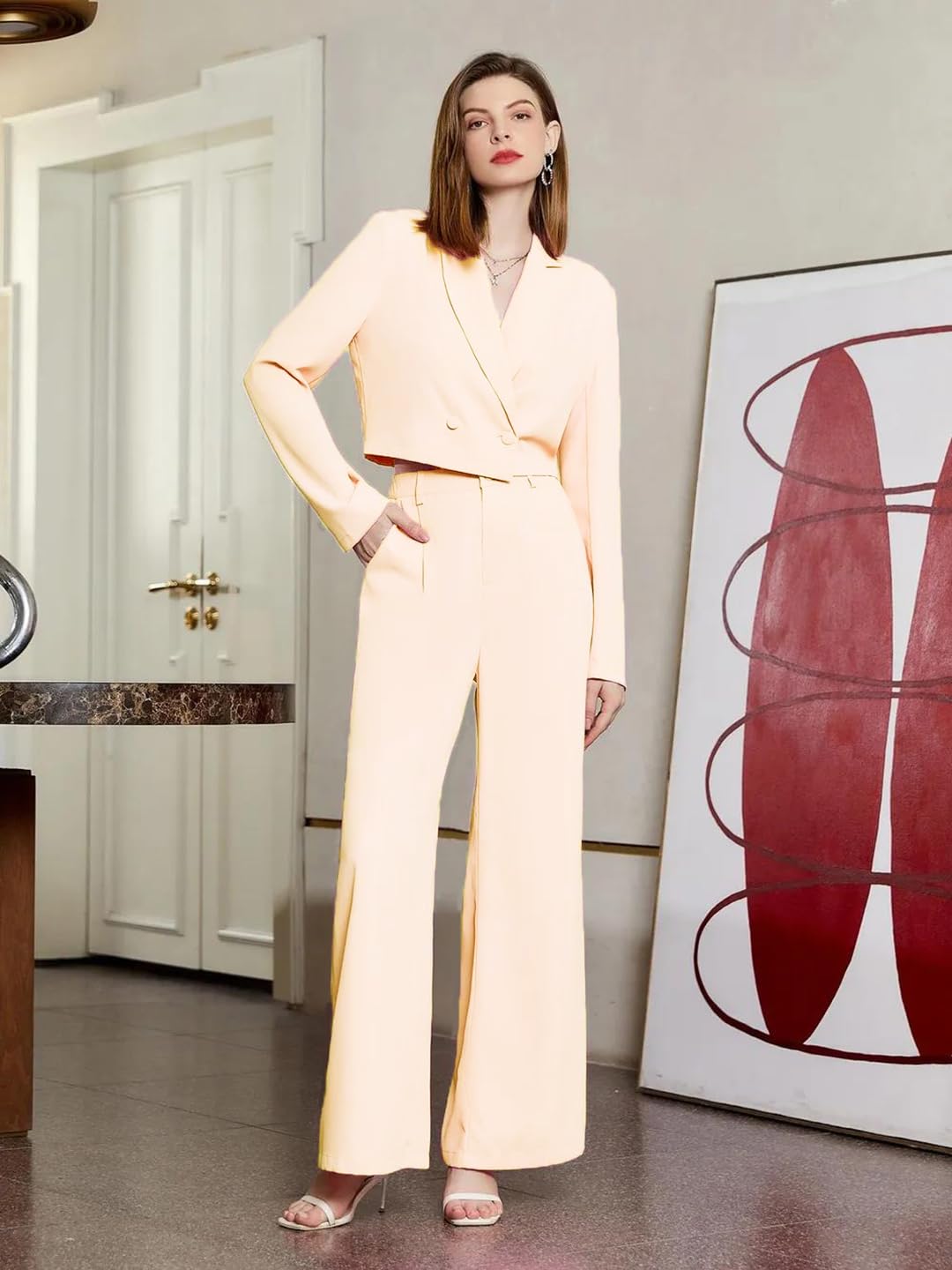KOTTY Women's Solid Relaxed Fit Full Sleeve Co-ord Blazer and Trouser Set. by Prixsa.com - Image 2