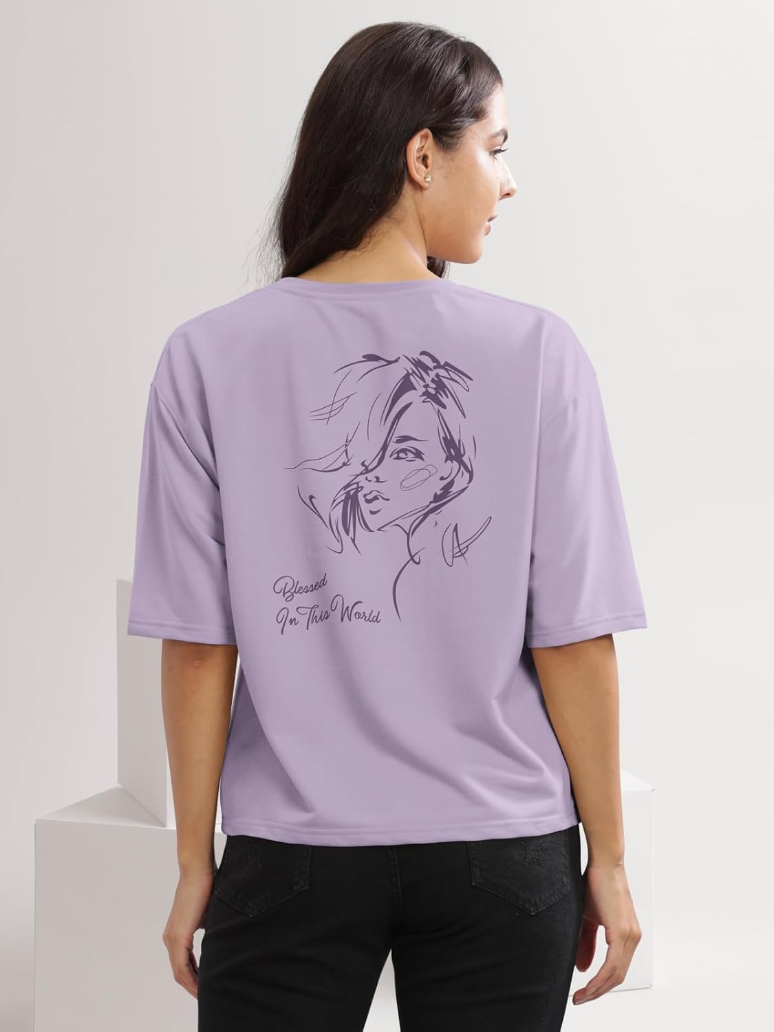 HELLCAT Beige Printed Loose Fit Crew-Neck Crop T-Shirt for Women by Prixsa.com - Image 3