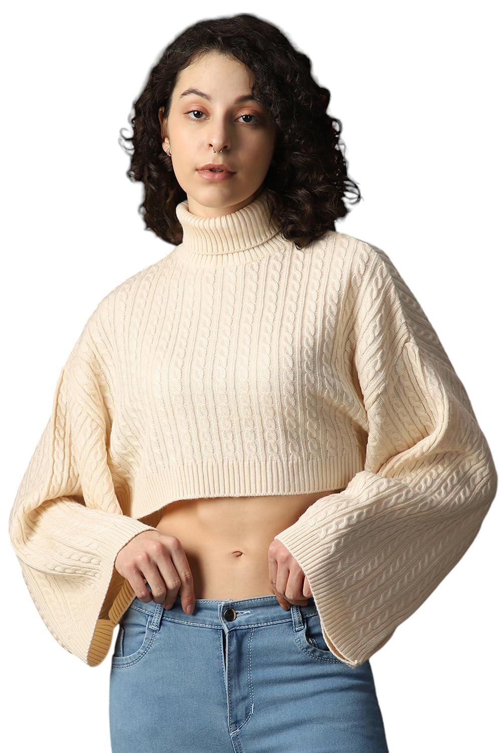 High Star Women Acrylic Knitted Boxy Fit Turtle Neck Full Sleeves Sweaters 52 by Prixsa.com
