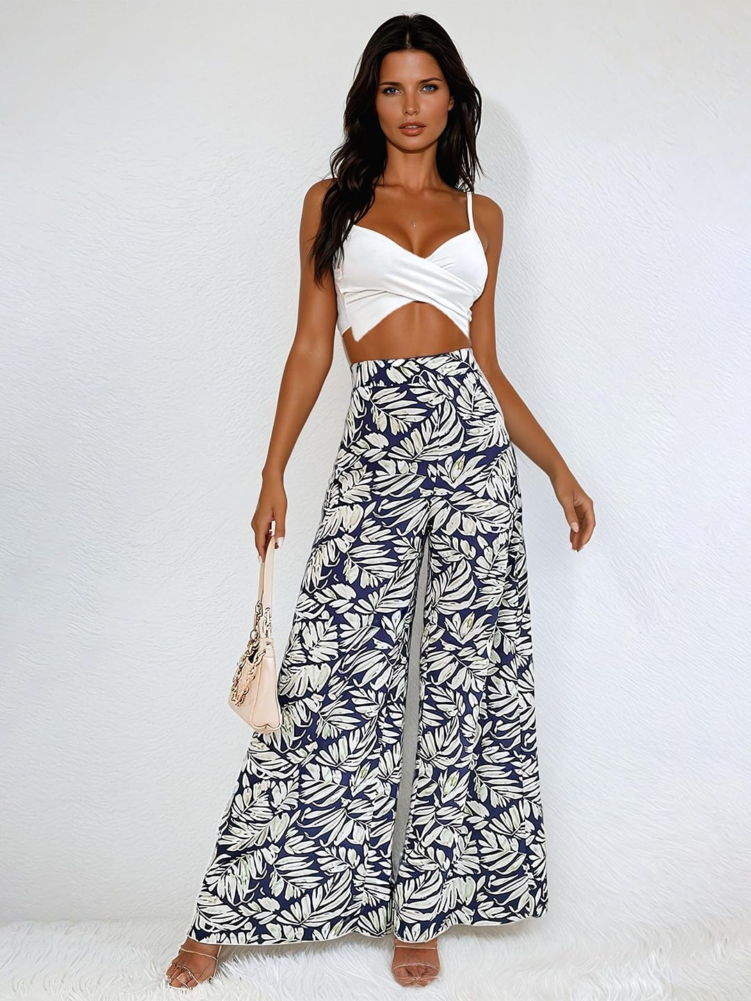 KOTTY Women's Stylish High-Waisted Wide-Leg || Straight-Leg Pleated Pants - Office Wear||Casual||Formal Trousers by Prixsa.com - Image 4