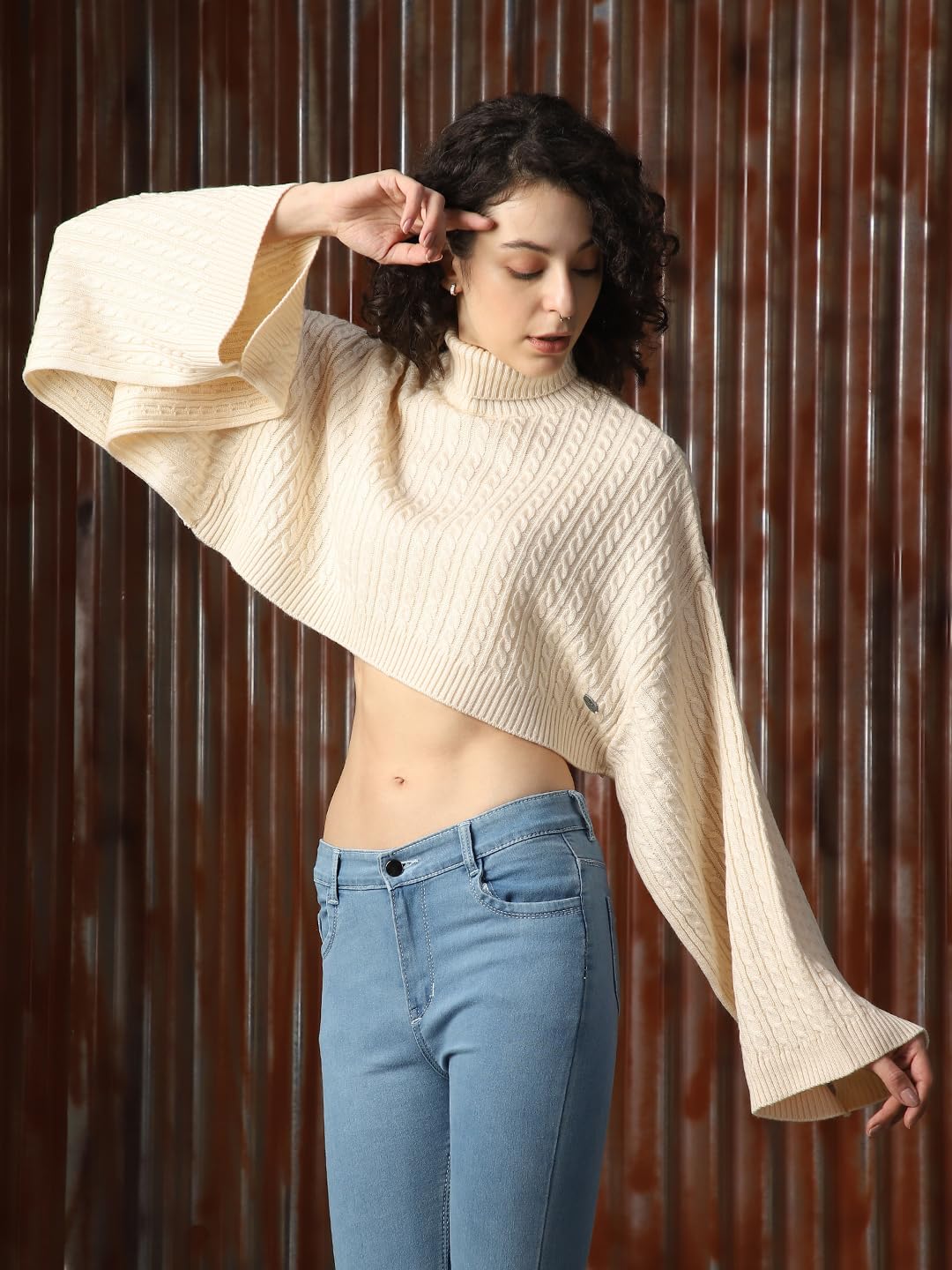 High Star Women Acrylic Knitted Boxy Fit Turtle Neck Full Sleeves Sweaters 52 by Prixsa.com - Image 4