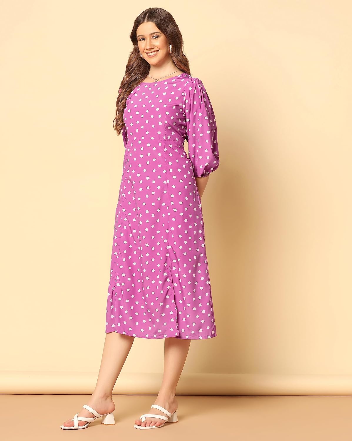 Fashion Dream Women's Polyester Blend Printed Calf Length Dress|Women Dress|Printed Dress|Women Dress|Dress for Women|All Over Printed Dress by Prixsa.com - Image 5