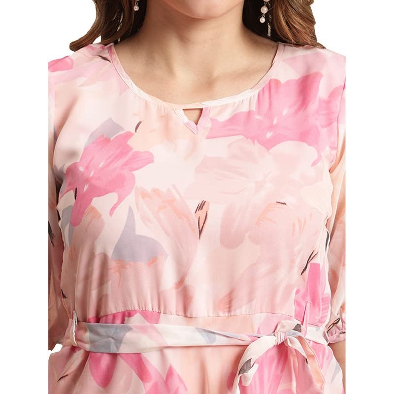 Preneum Women's Georgette Fit and Flare Standard Length Dress by Prixsa.com - Image 4