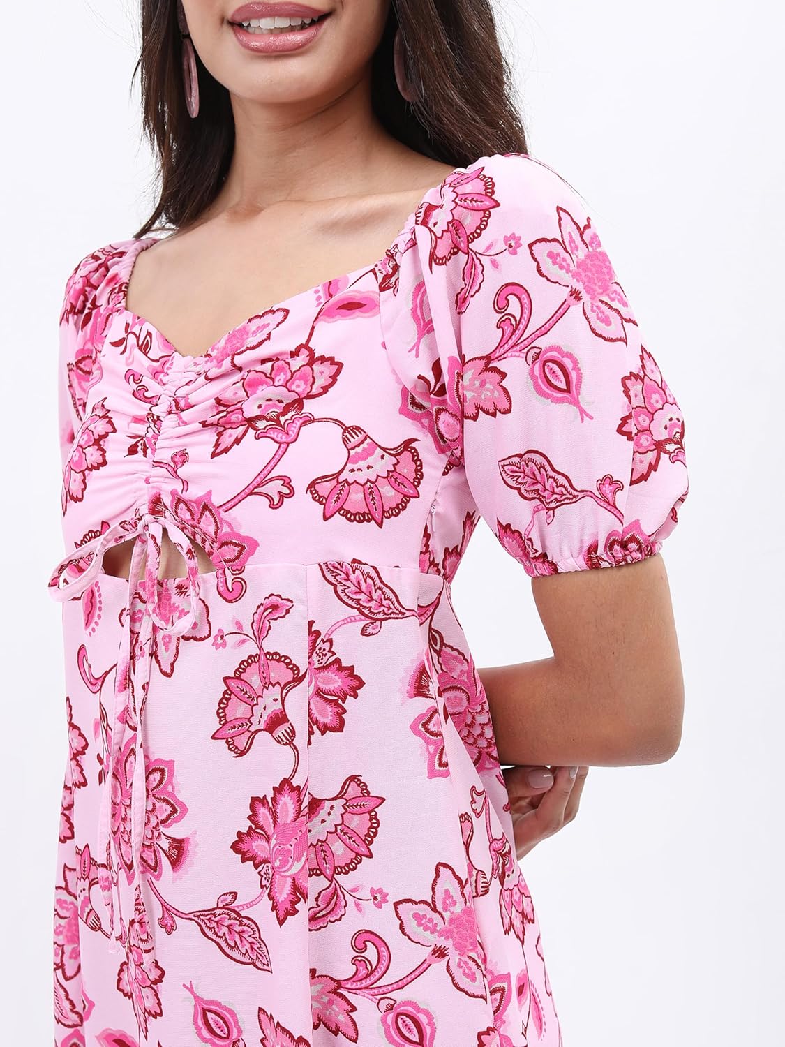 Tokyo Talkies Women's Short Sleeves Sweet Heart Neck Printed Dresses | Stylish Dresses | Casual Dresses by Prixsa.com - Image 5