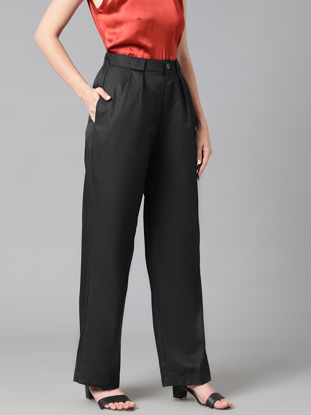 KOTTY Womens Cotton Blend Regular Length Solid Trousers by Prixsa.com - Image 2