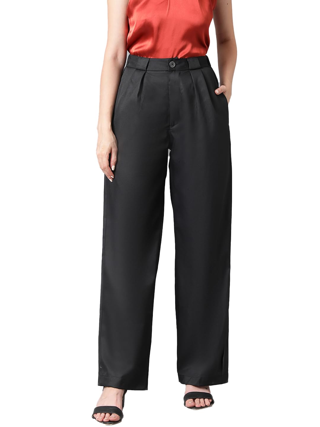 KOTTY Womens Cotton Blend Regular Length Solid Trousers by Prixsa.com