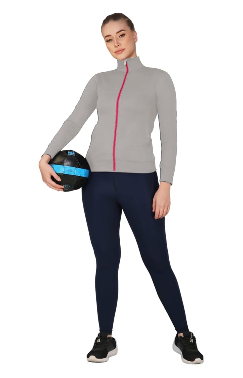 PALOMI Women Full Sleeves Gymwear Sports Polyester Maindrain Collar Jacket with Pink Zipper and Pockets by Prixsa.com - Image 6