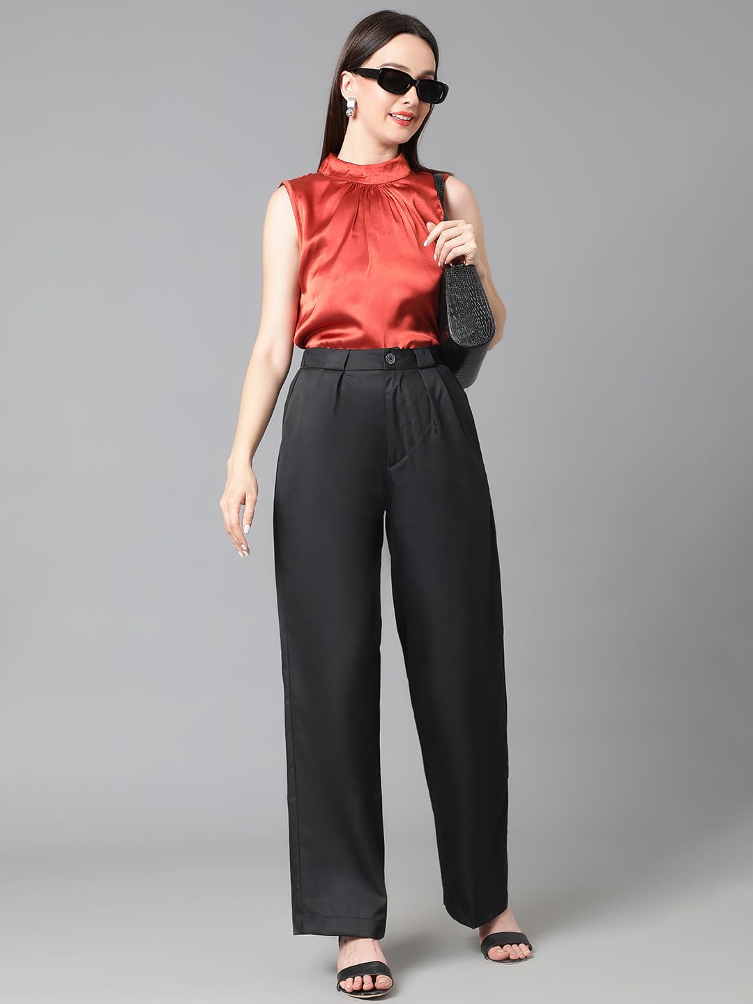 KOTTY Womens Cotton Blend Regular Length Solid Trousers by Prixsa.com - Image 3