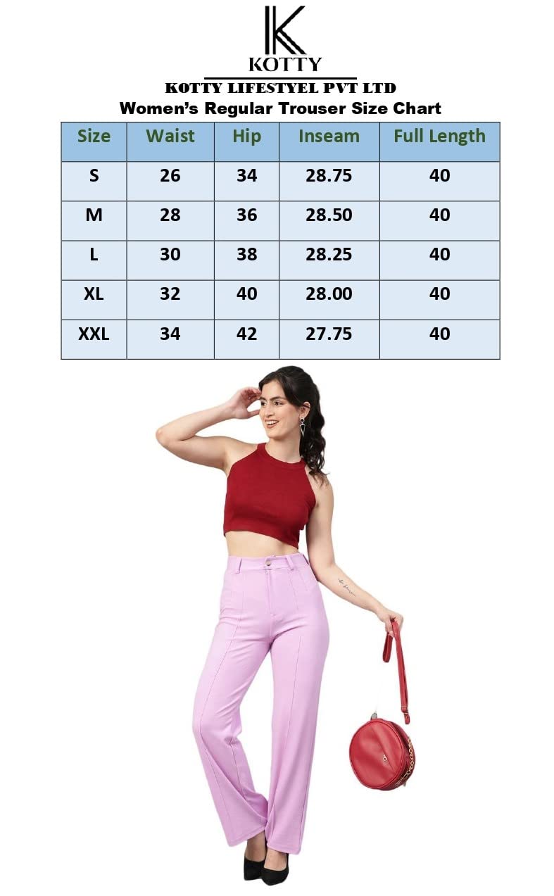 KOTTY Women's Regular Fit Mid Rise Pants by Prixsa.com - Image 6