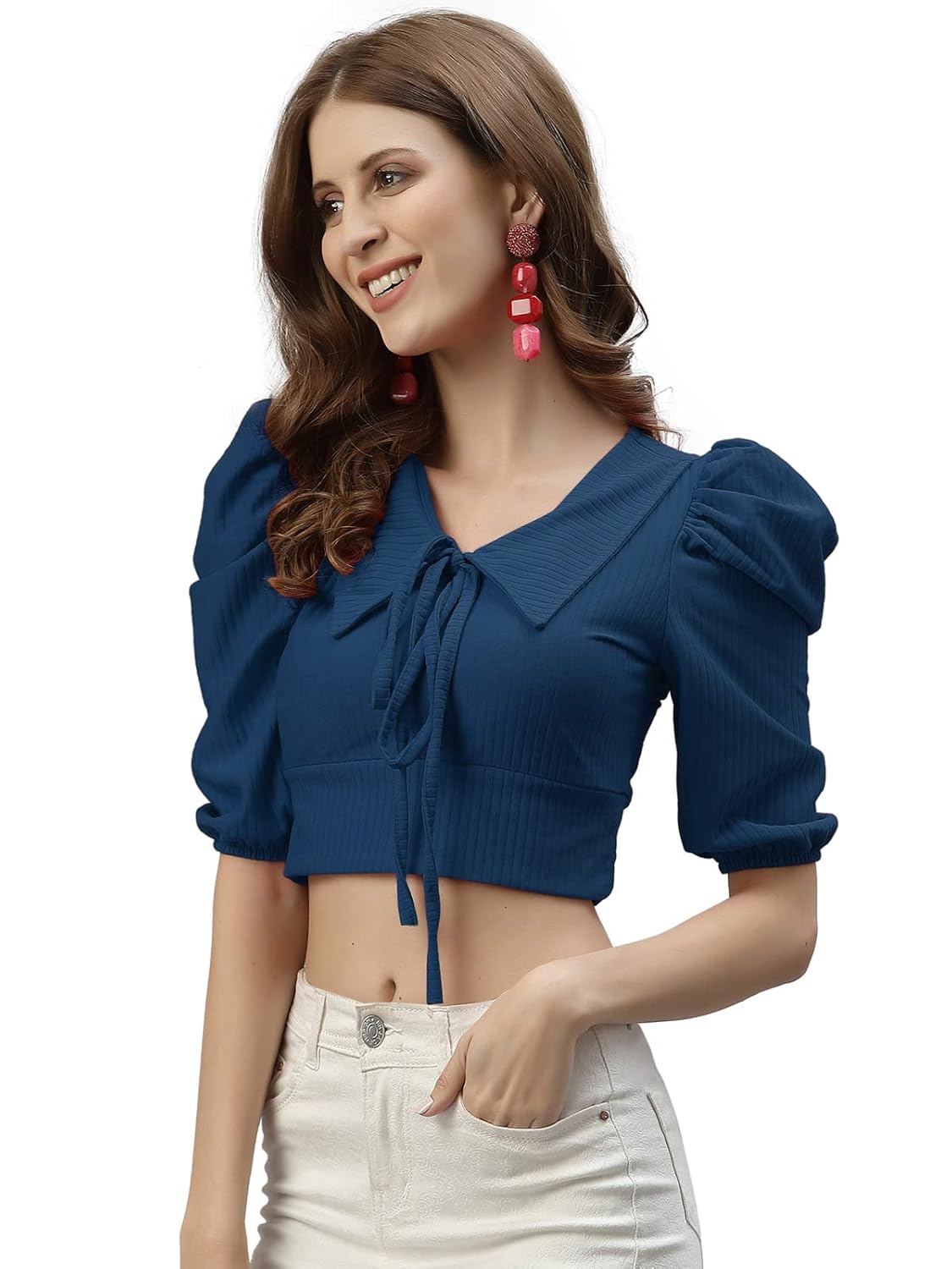 SIRIL Women's Lycra Solid Regular Fit Crop Top by Prixsa.com - Image 2