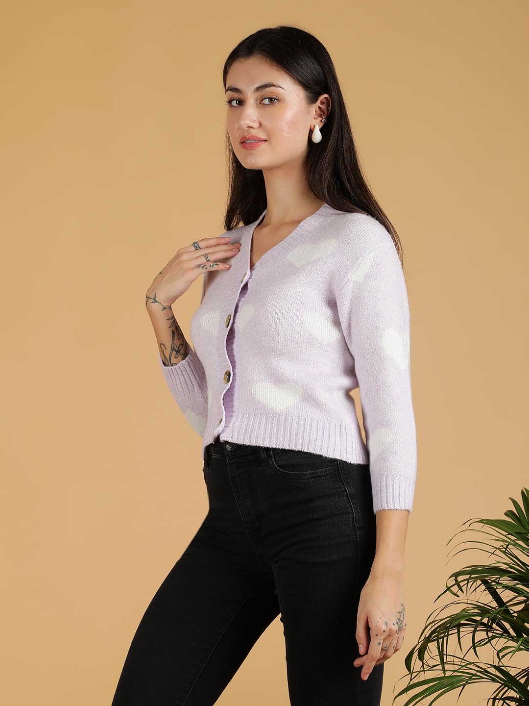 KOTTY Women's Solid Woolen Cardigan Stylish Long Sleeve Sweaters by Prixsa.com - Image 3