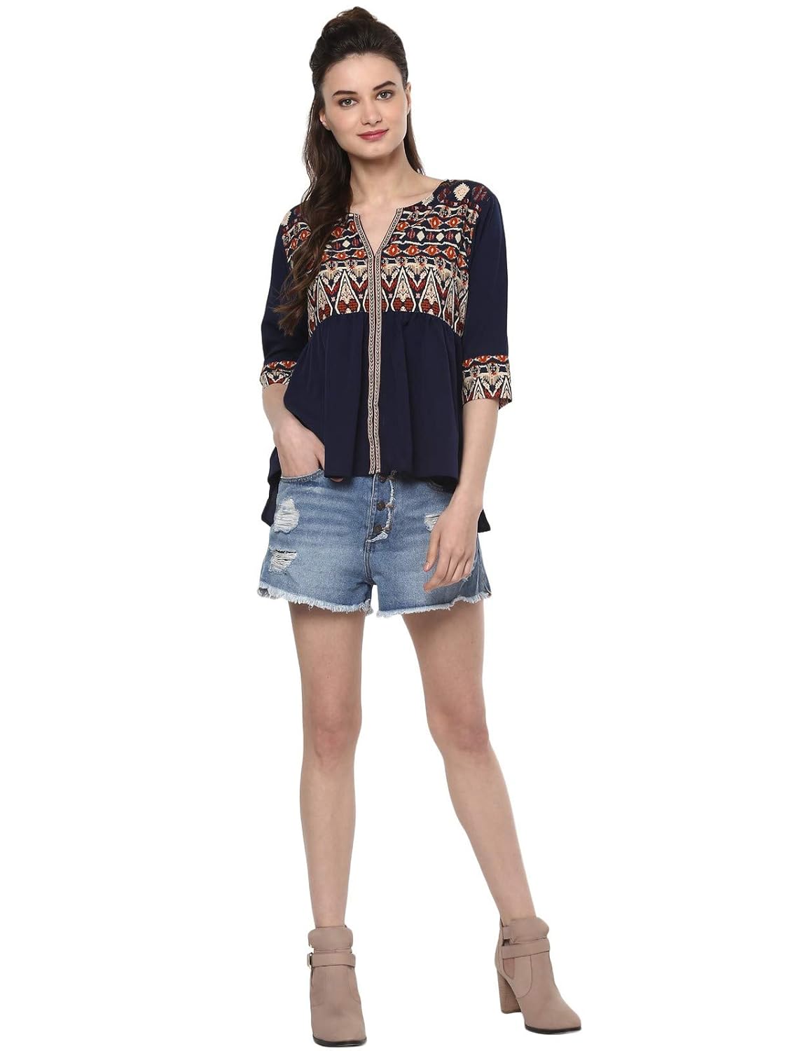 Pannkh Women's Top (PKT5150-M_Navy Blue_Medium) by Prixsa.com - Image 2