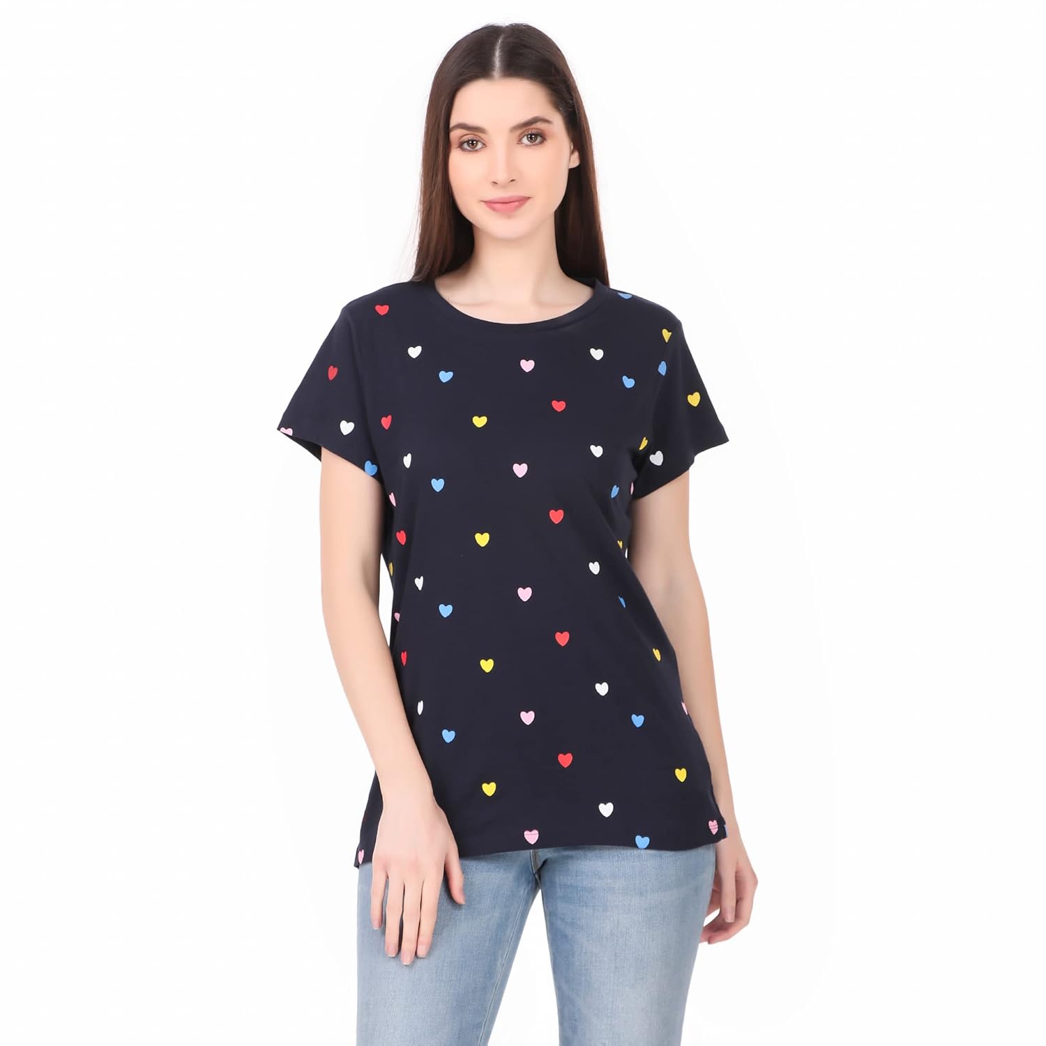 Stories.Label Women 100% Cotton Printed Tshirt in Ribbed Neck Includes Plus Sizes, Regular Fit and Half Sleeves (Sizes Small -5XL) by Prixsa.com