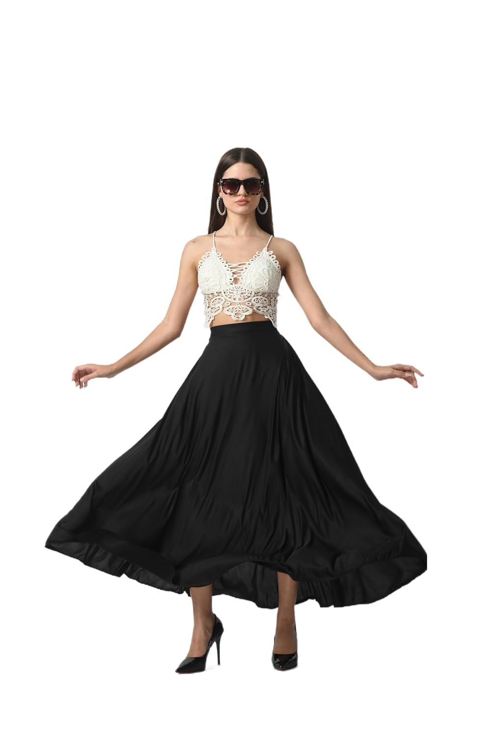 VAGISHA Women Floral Printed Skirt | Stylish A- Line Pleated Skirt | Party Casual Wear Floor Length Skirt by Prixsa.com - Image 4