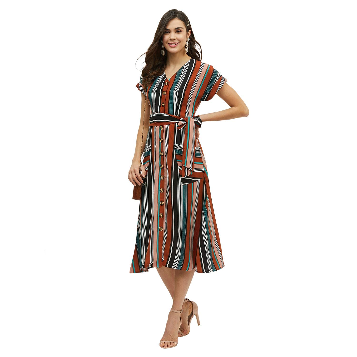 Harpa Women's Synthetic A-Line Midi Dress by Prixsa.com