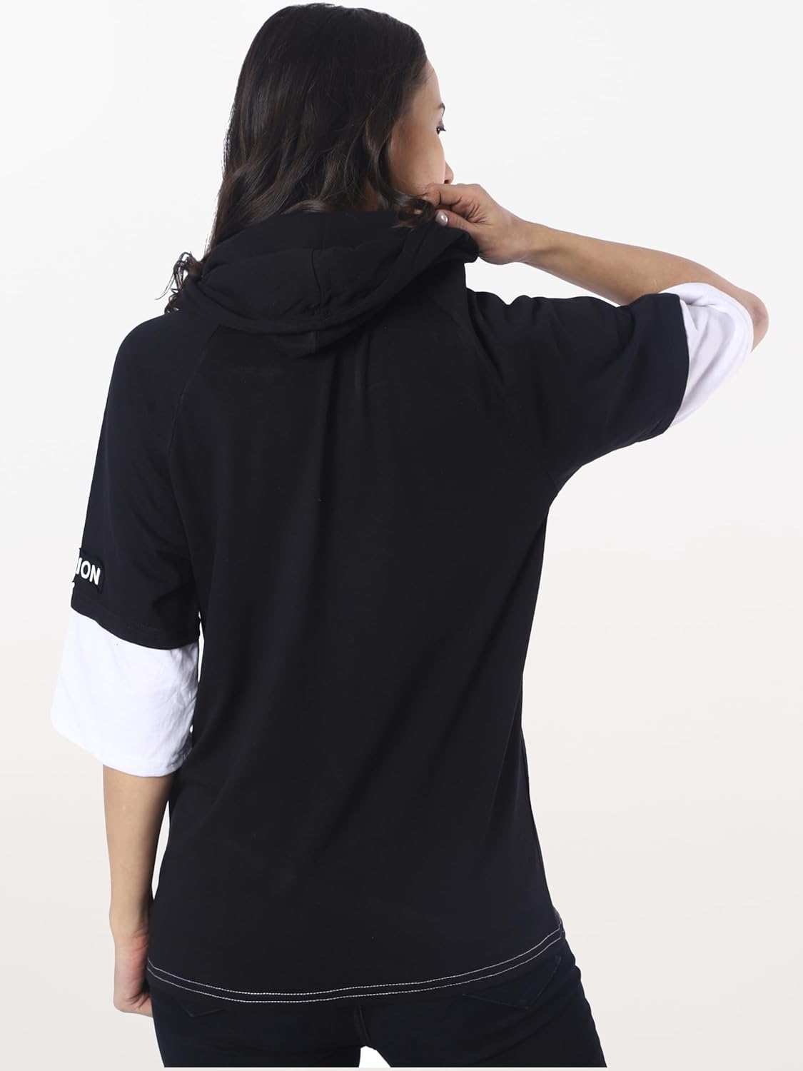 London Hills Cotton Blend Women Oversized Hoodie | Drop Shoulder Hoodie For Women | Half Sleeve Oversized Tshirt For Women | Printed Oversized T Shirts For Women by Prixsa.com - Image 2