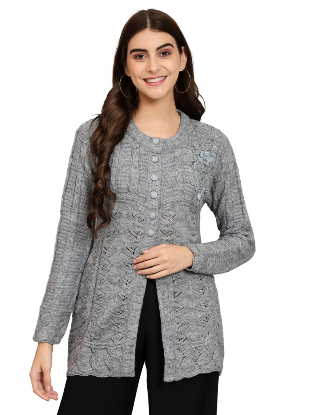 eWools Women's winterwear Woolen fullsleeves Solid Cardigan Sweater by Prixsa.com