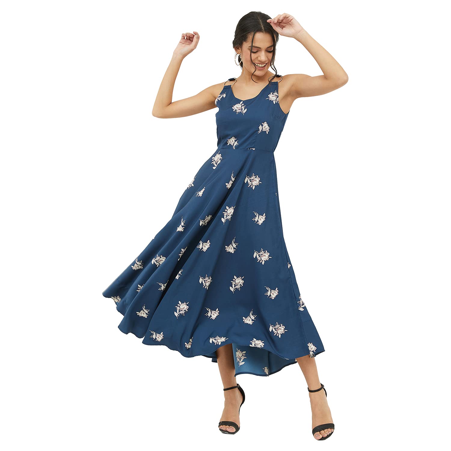 Harpa Women's Polyester A-Line Midi Dress by Prixsa.com - Image 2