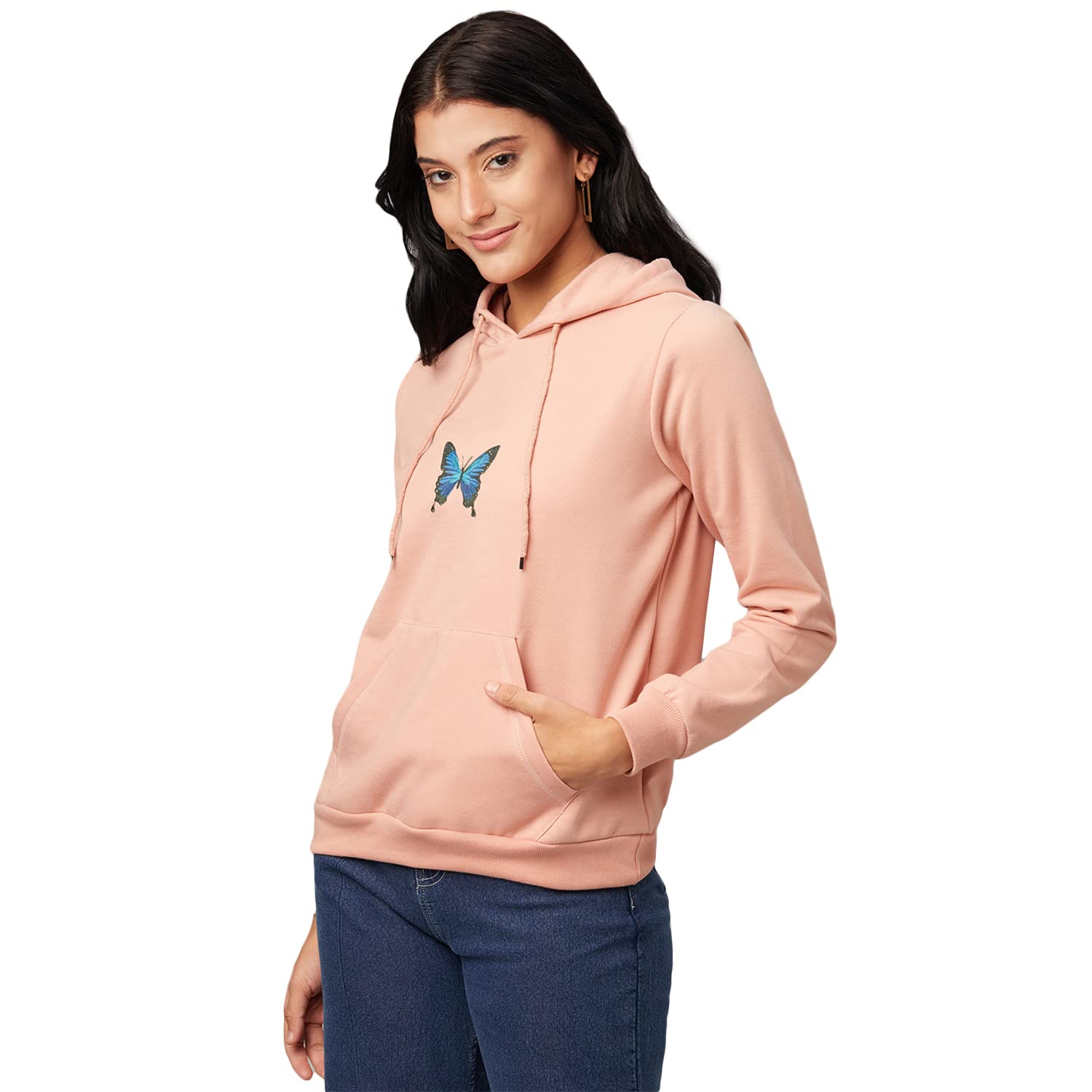 KOTTY Women Fleece Hooded Regular Fit Printed Sweatshirt by Prixsa.com - Image 2