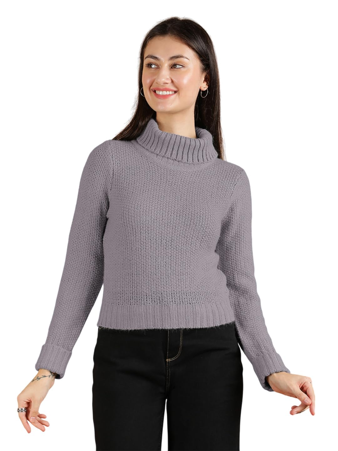 KOTTY Women's Cotton High Neck Sweater by Prixsa.com