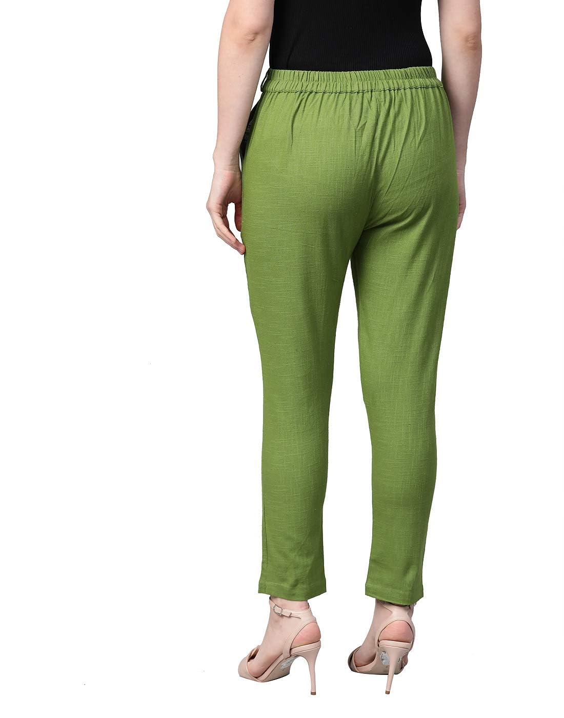 Yash Gallery Women's Solid Cotton Slub Ankle Length Regular Trouser Pant by Prixsa.com - Image 4