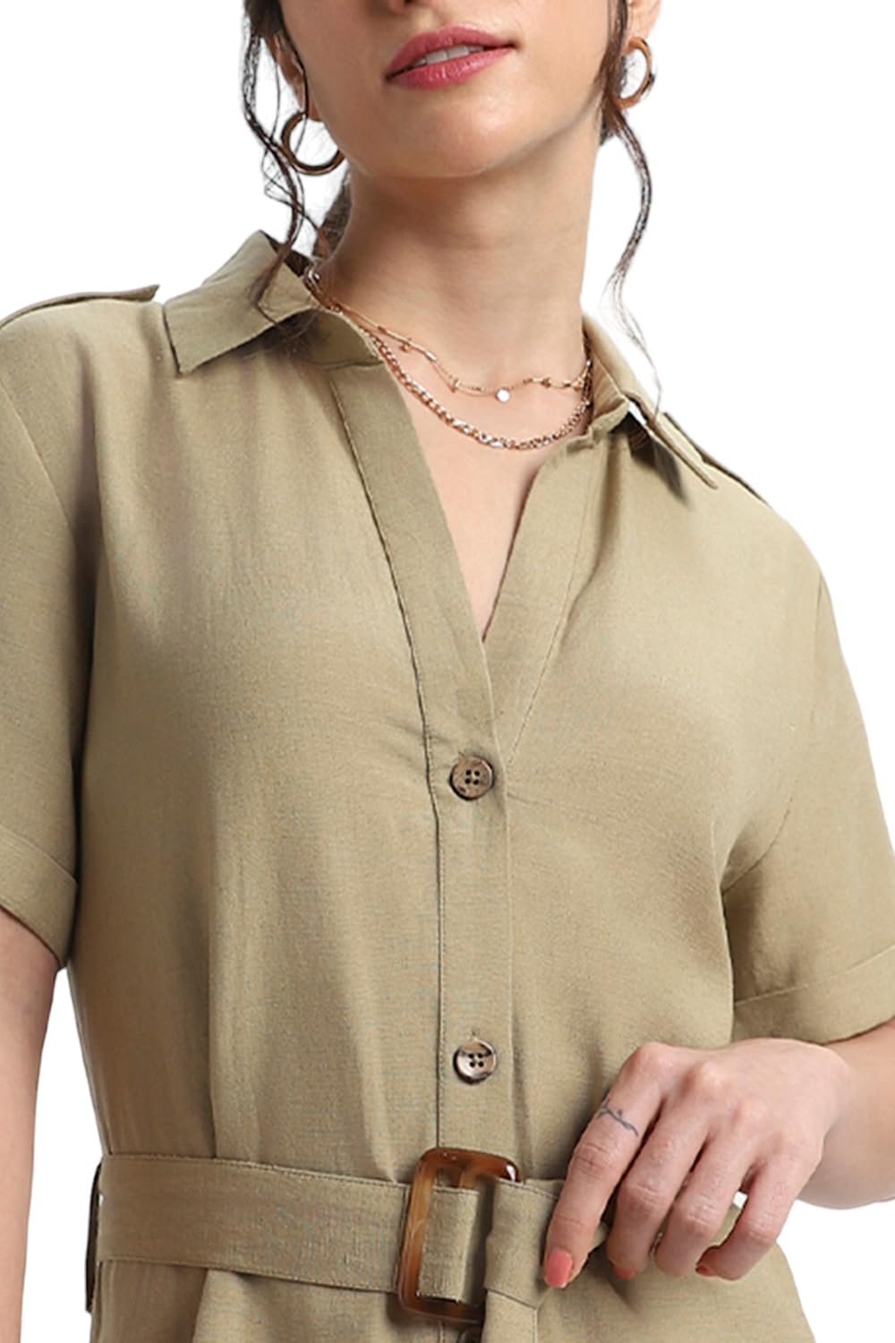 DL Woman Women's Midi A-Line Shirt Dress with Belt, A-Line Fit Solid by Prixsa.com - Image 6