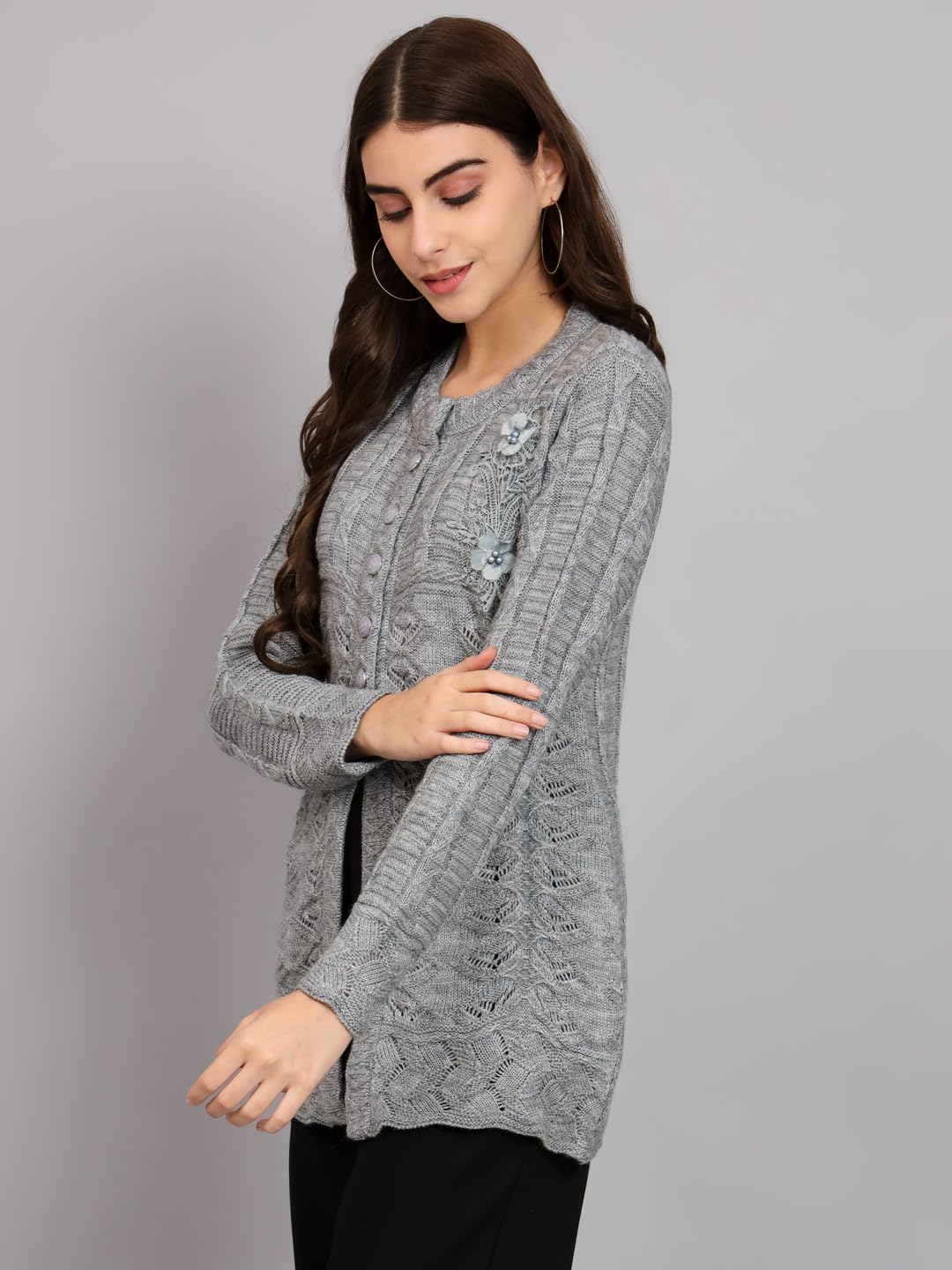 eWools Women's winterwear Woolen fullsleeves Solid Cardigan Sweater by Prixsa.com - Image 3
