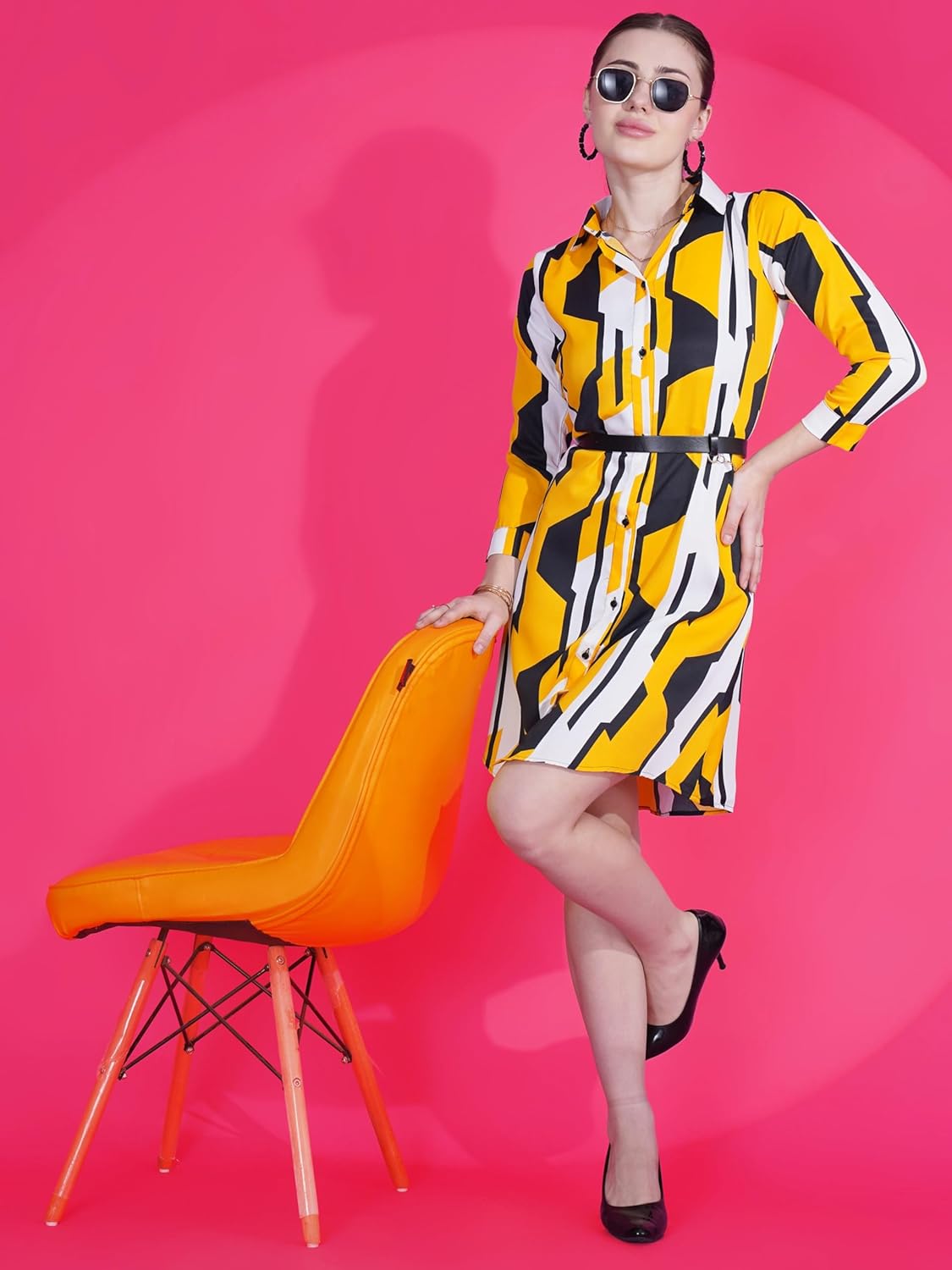 Sheetal Associates Women's Printed A-line Collared Casual Midi Dress by Prixsa.com - Image 3
