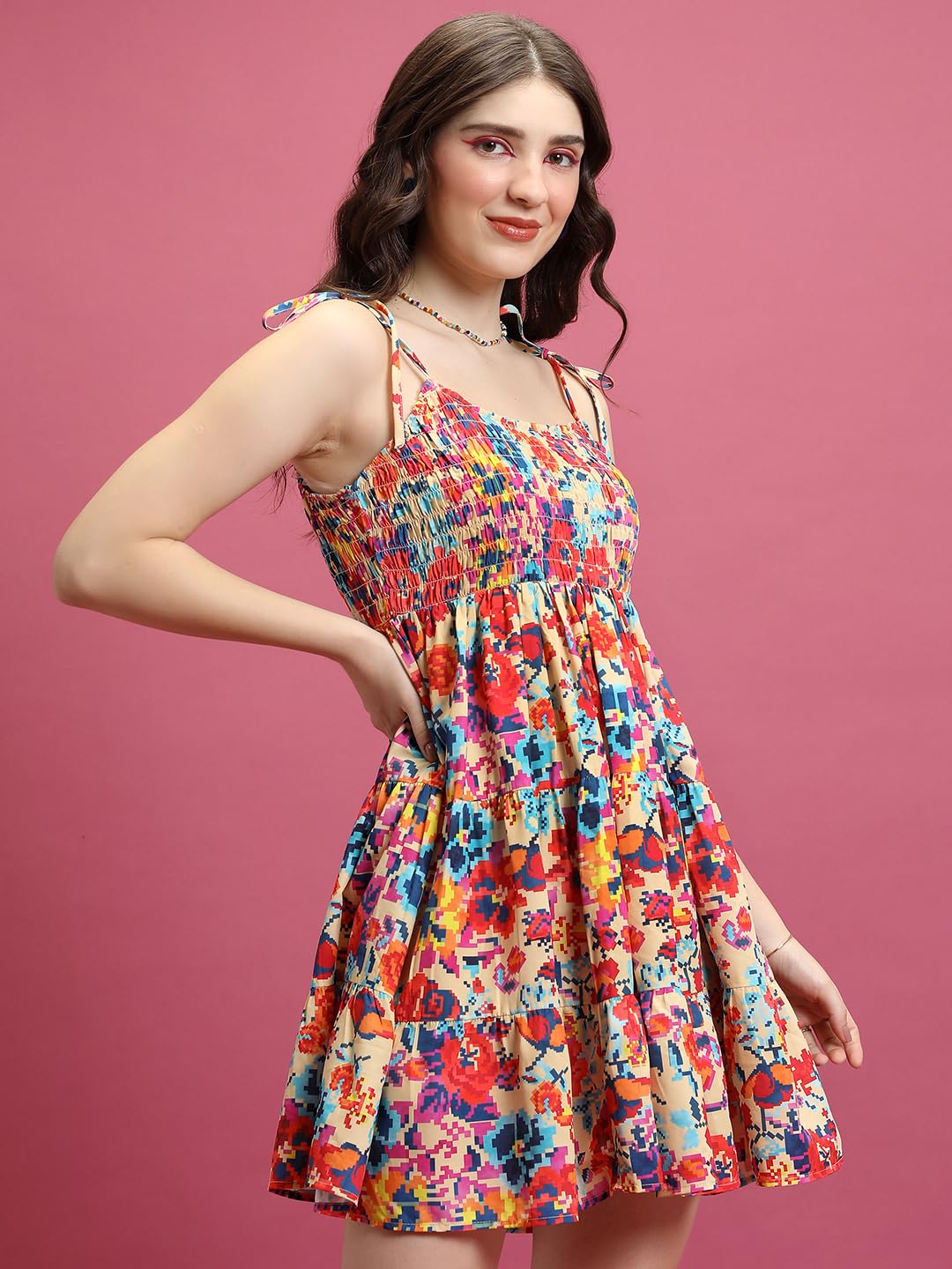 Tokyo Talkies Womens Vibrant Abstract Printed Fit & Flare Mini Dress– A Playful Statement| Stylish by Prixsa.com - Image 4