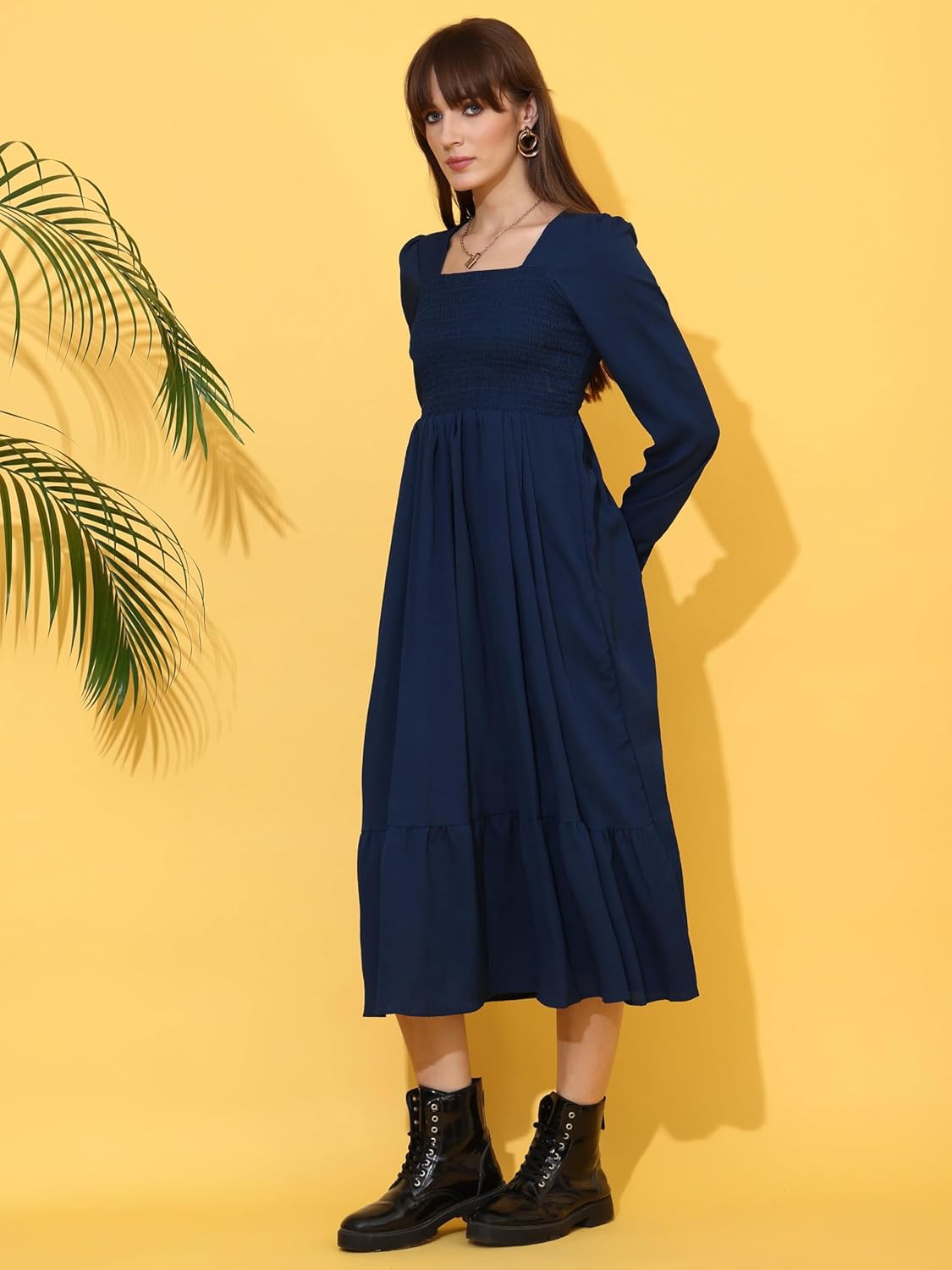 Sheetal Associates Women's Casual Full Sleeve Crepe Fit & Flare Dress | Comfortable Relaxed Fit Summer Party Dress by Prixsa.com - Image 4