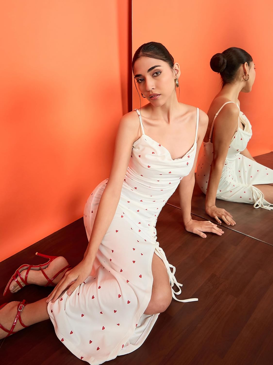 Uptownie Cowl Neck Drawstring Bodycon Dress by Prixsa.com - Image 3