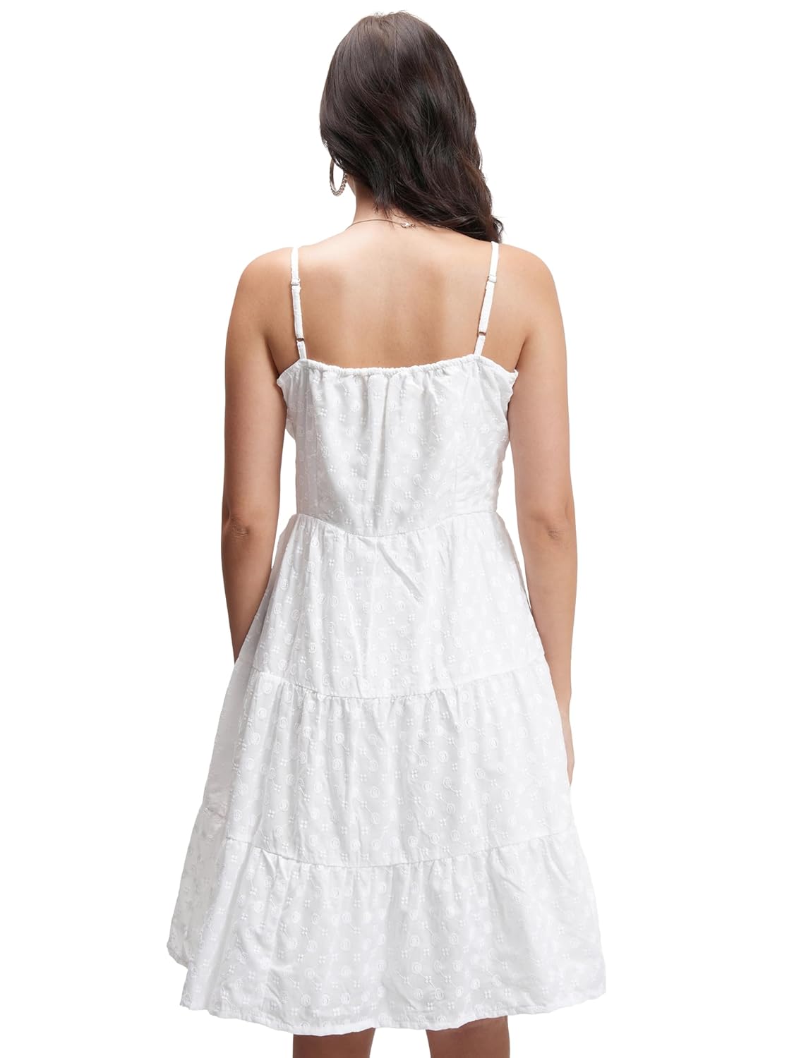 Tokyo Talkies Womens Classic White Solid Flared Short Dress | Shoulder Straps & Front Button Detailing| Stylish by Prixsa.com - Image 3