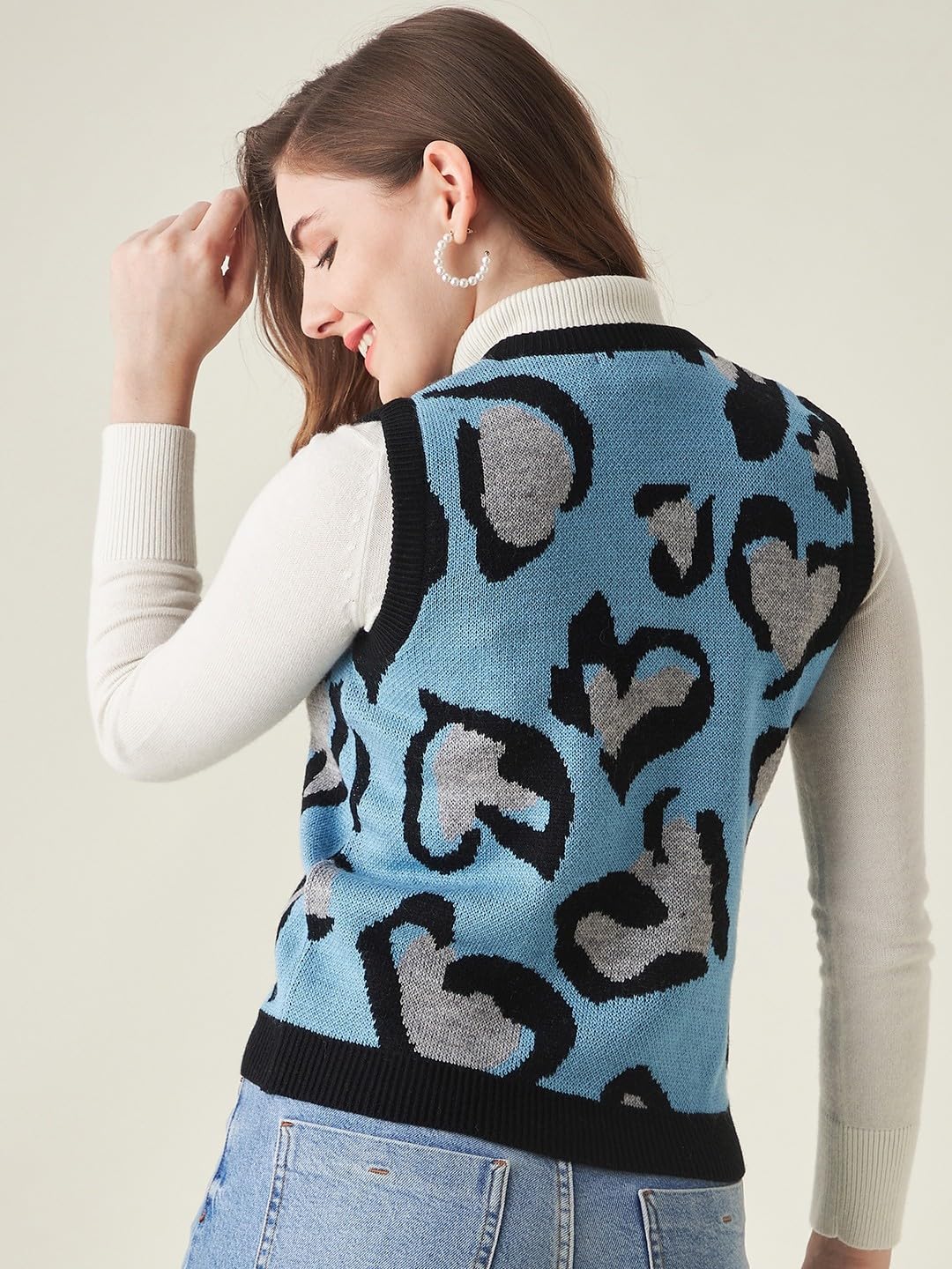 Modeve Printed V Neck Sleeveless Sweater for Women||Winterwear|| by Prixsa.com - Image 2