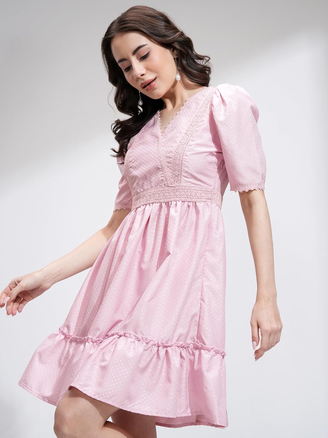 Tokyo Talkies Women's Short Sleeves V-Neck Printed Dresses | Stylish Dresses | Casual Dresses by Prixsa.com - Image 5