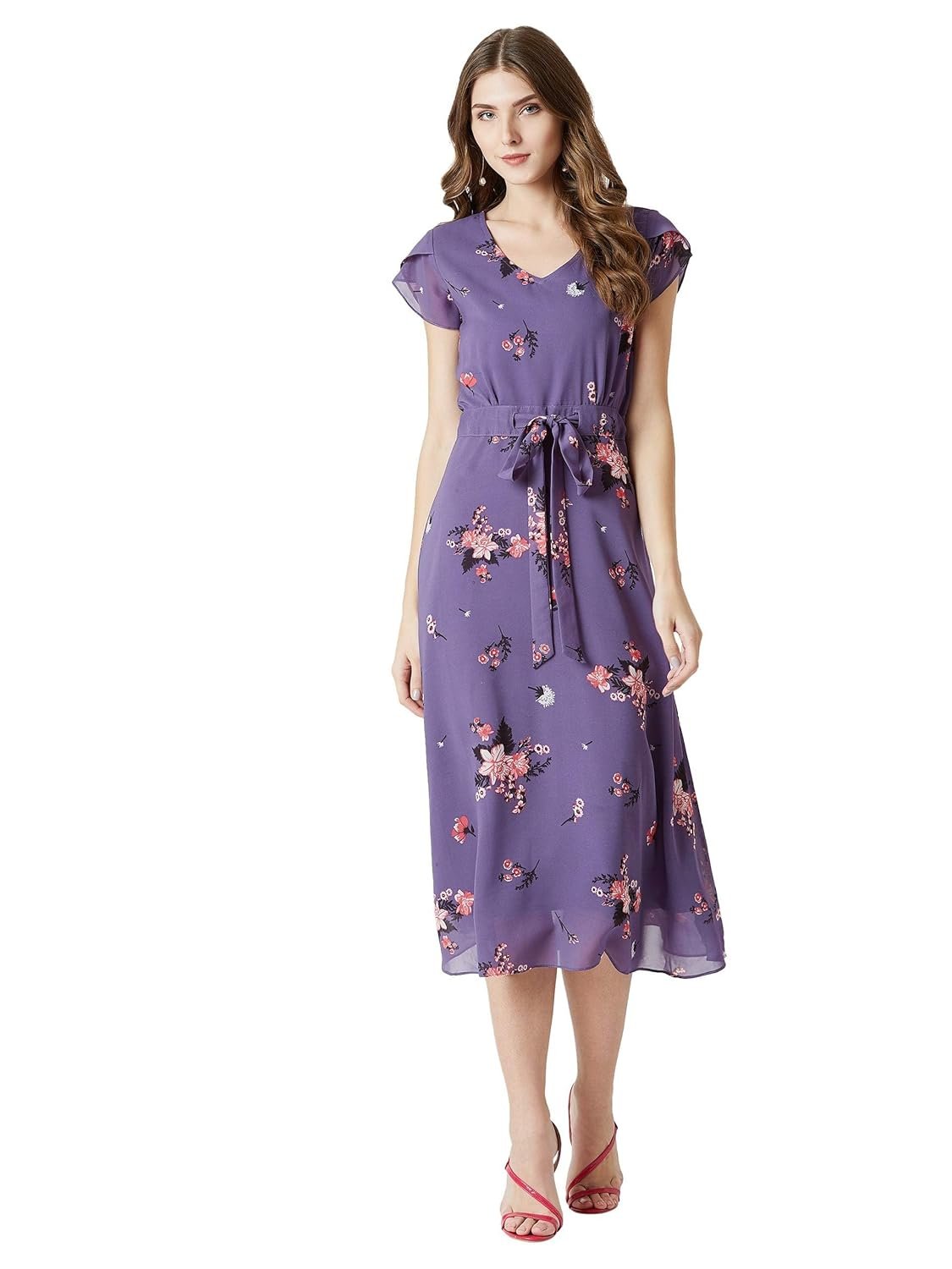 Miss Chase Women's Georgette Fit and Flare Midi Dress by Prixsa.com